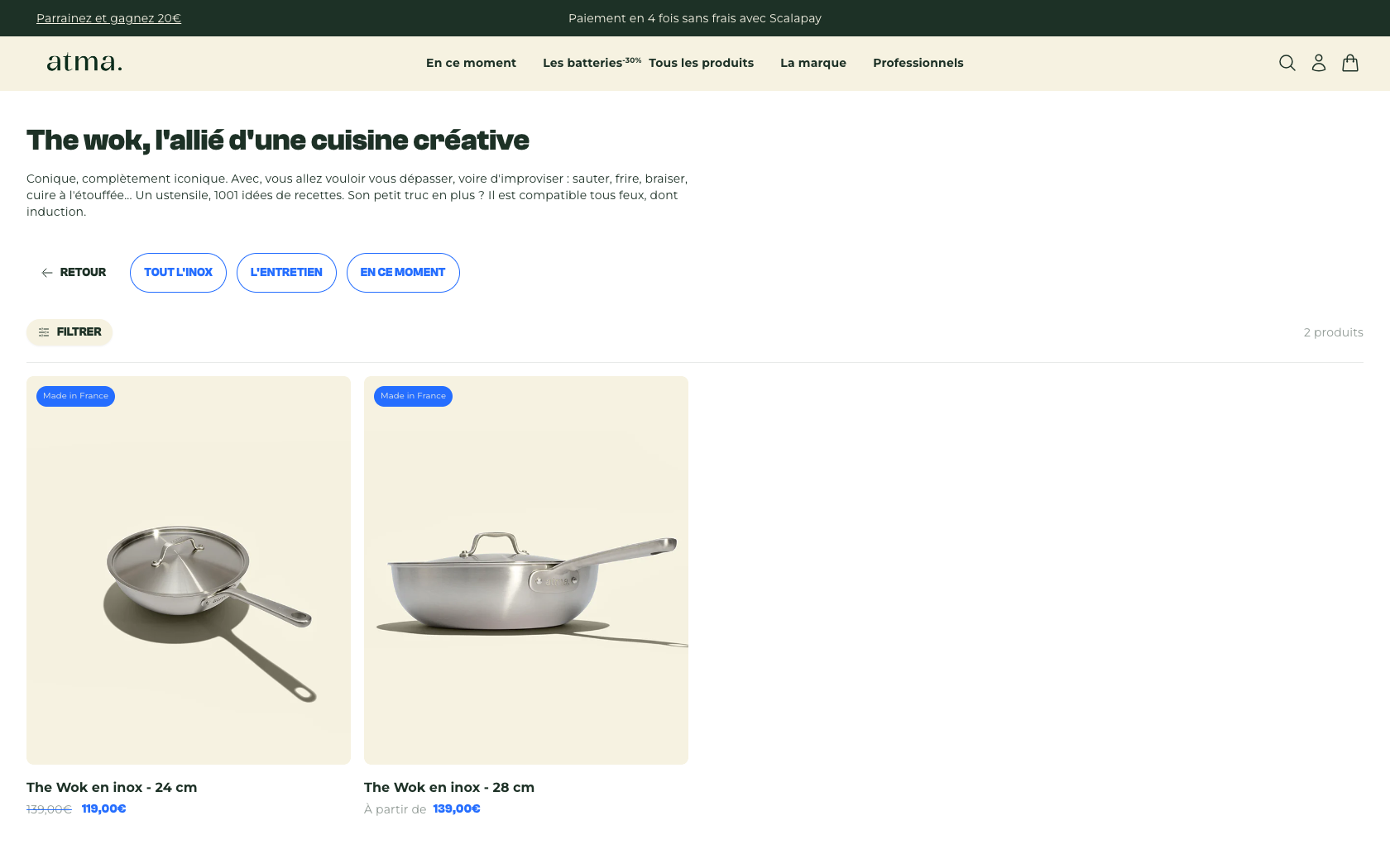 Page programme de parrainage Atma Kitchenware