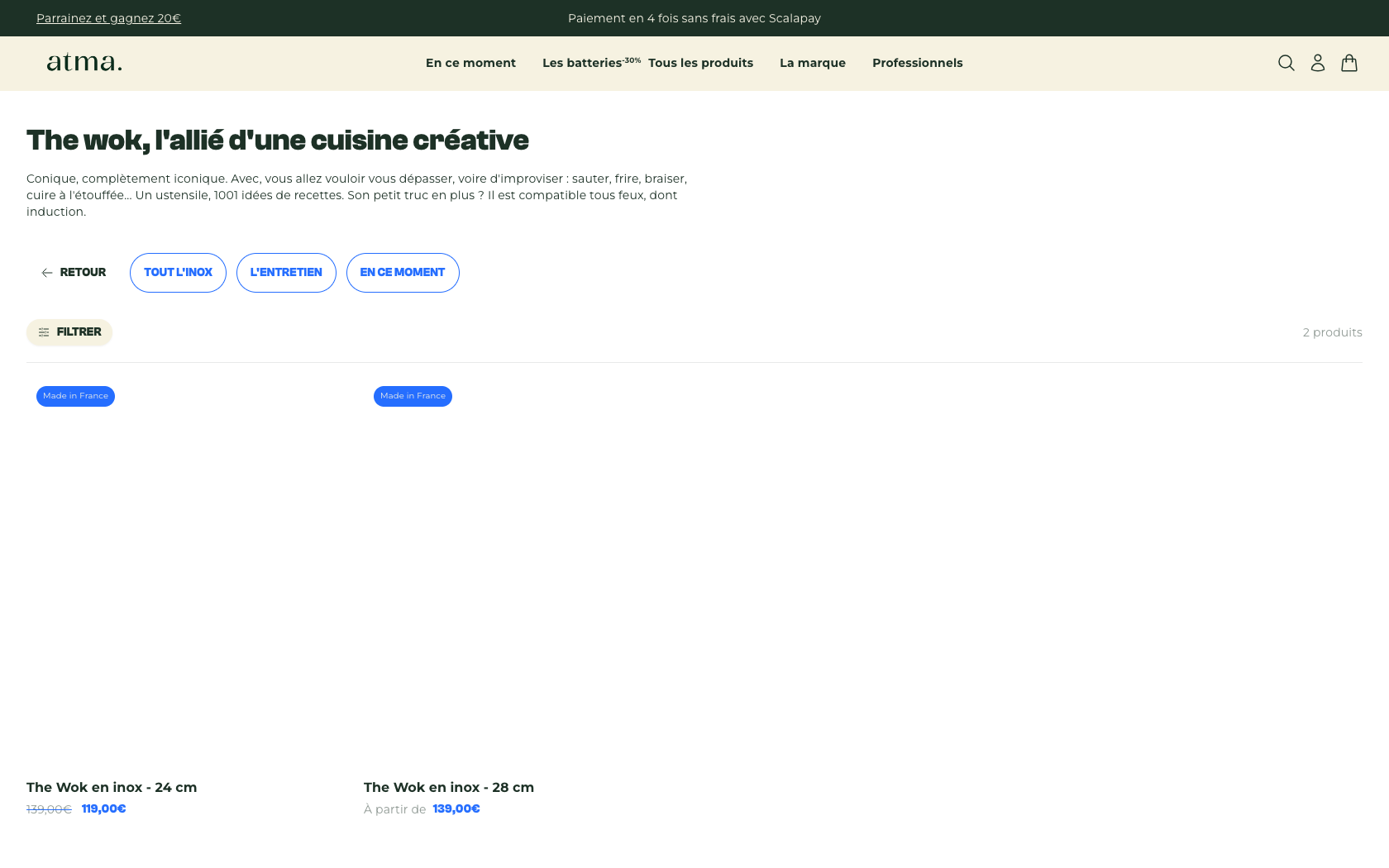 Aperçu du site Atma Kitchenware