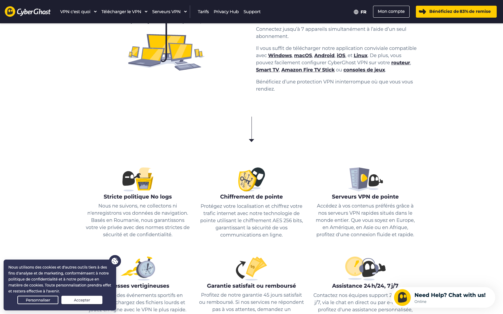Aperçu du site officiel CyberGhost
