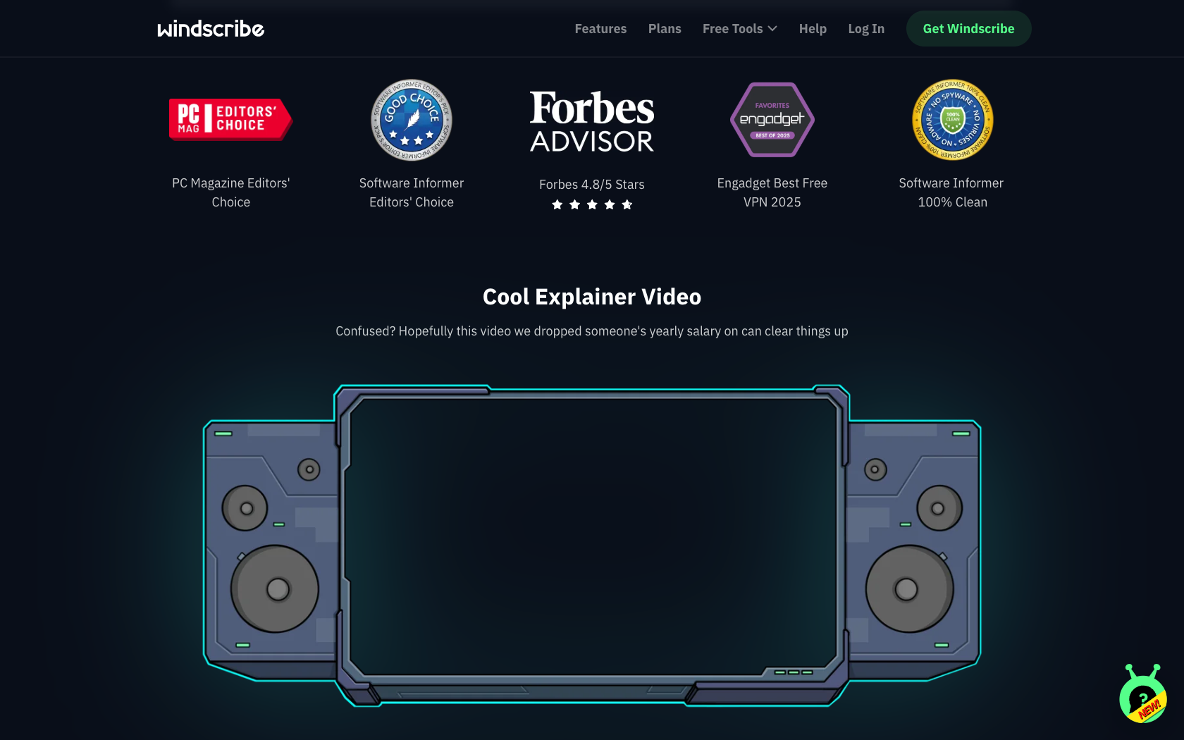 Aperçu du site Windscribe
