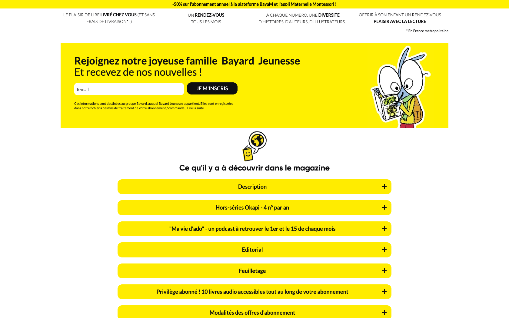 Aperçu du site Bayard Jeunesse