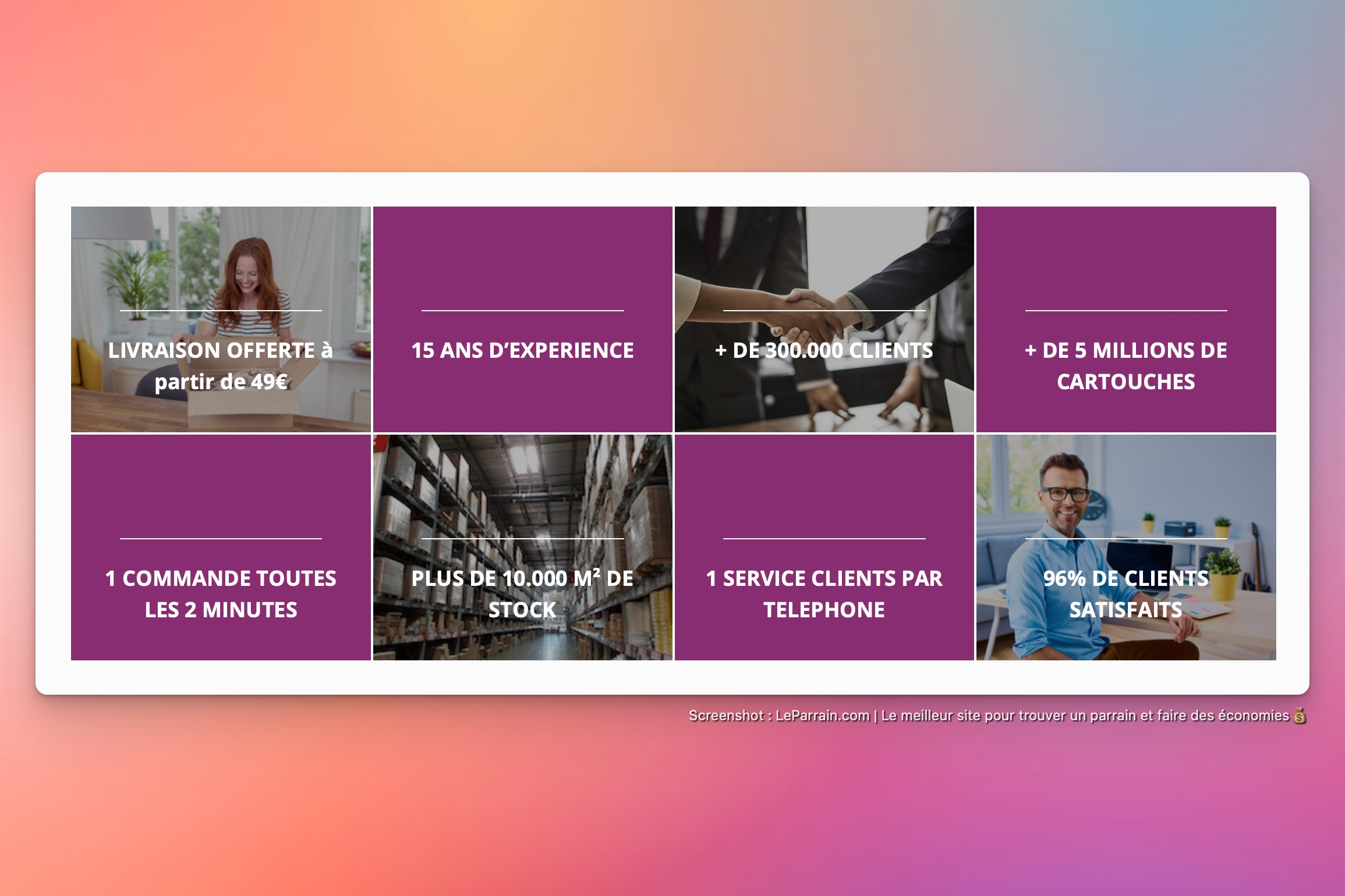 Capture d'écran 3 du programme de parrainage 123 CONSOMMABLES