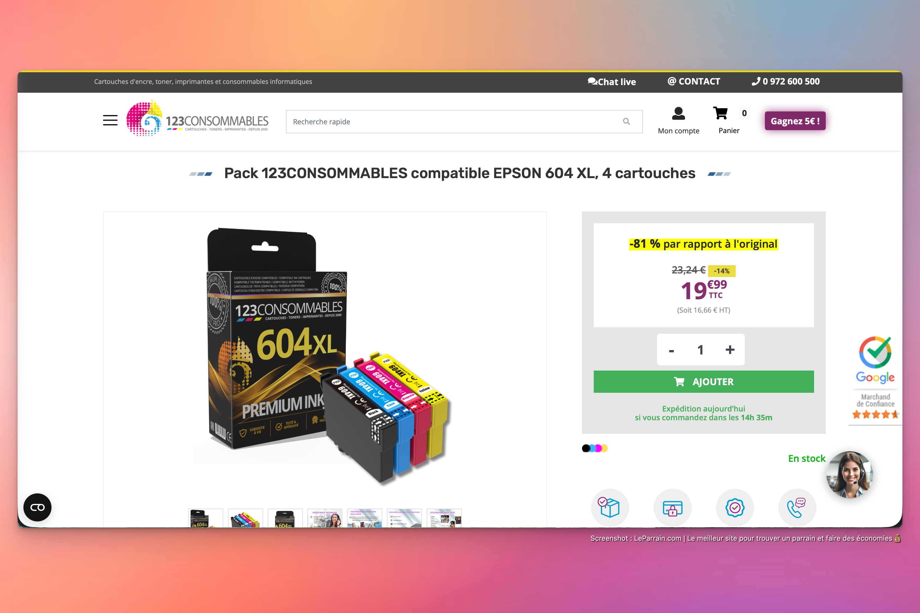 Capture d'écran 6 du programme de parrainage 123 CONSOMMABLES