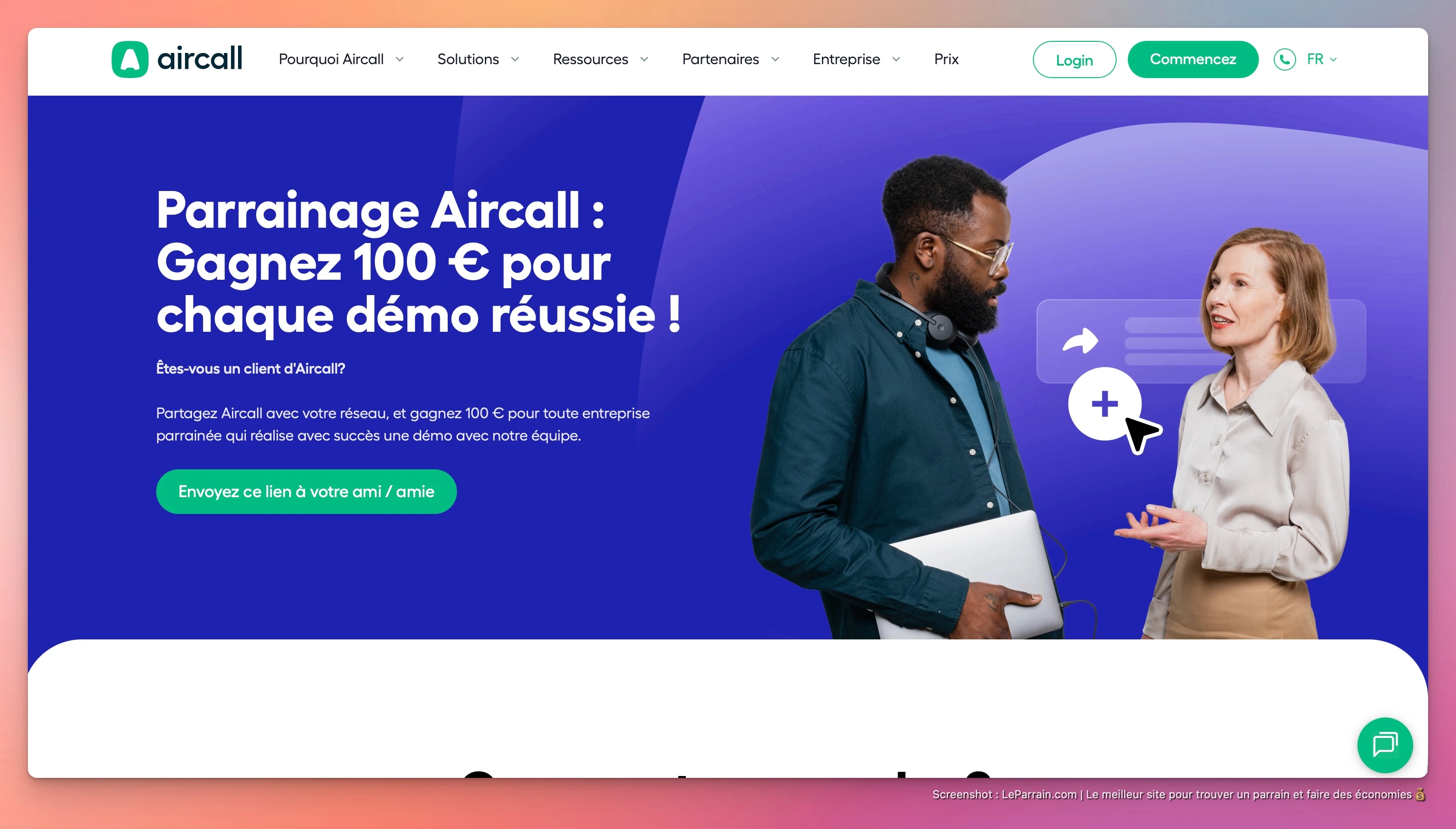 Capture d'écran 3 du programme de parrainage Aircall
