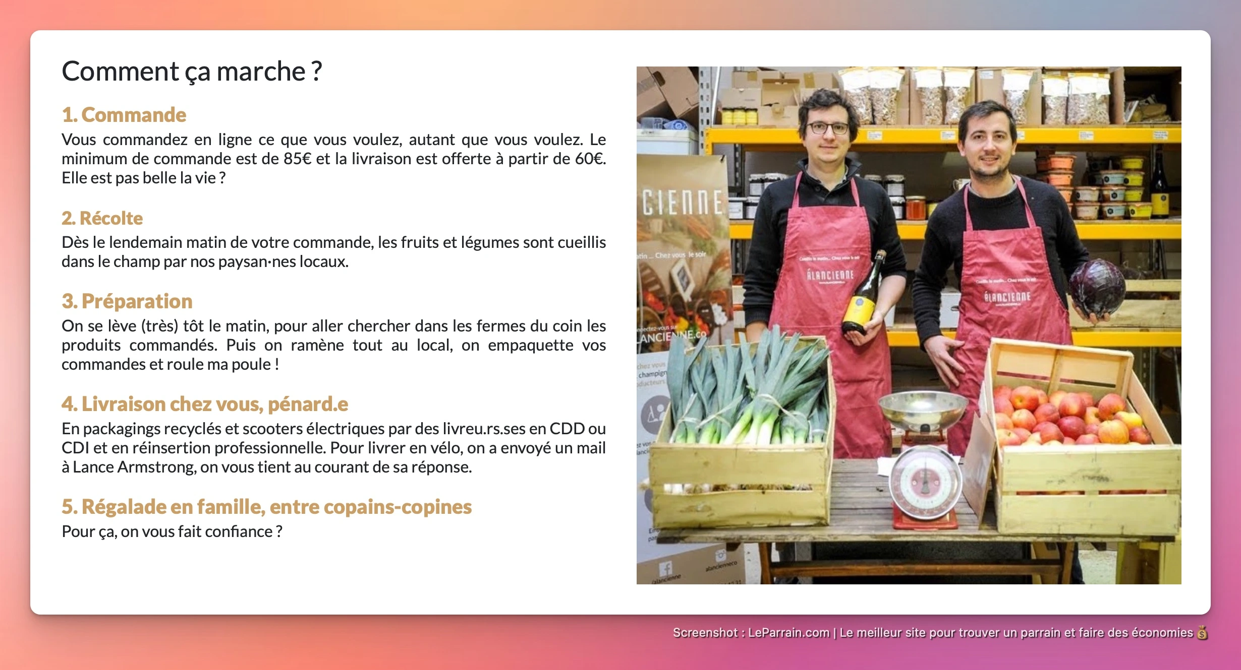 Capture d'écran 4 du programme de parrainage Alancienne