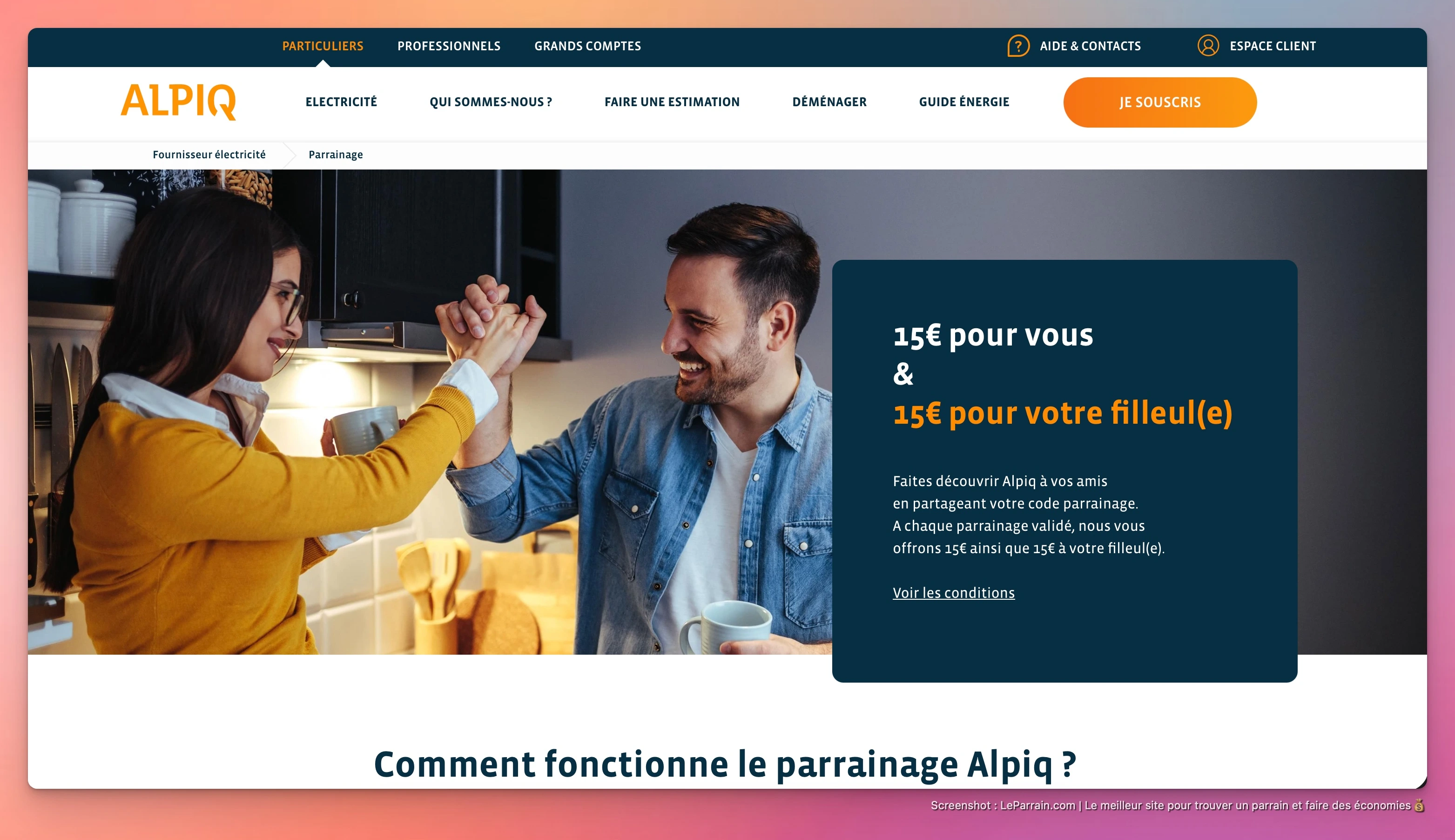 Capture d'écran 1 du programme de parrainage Alpiq