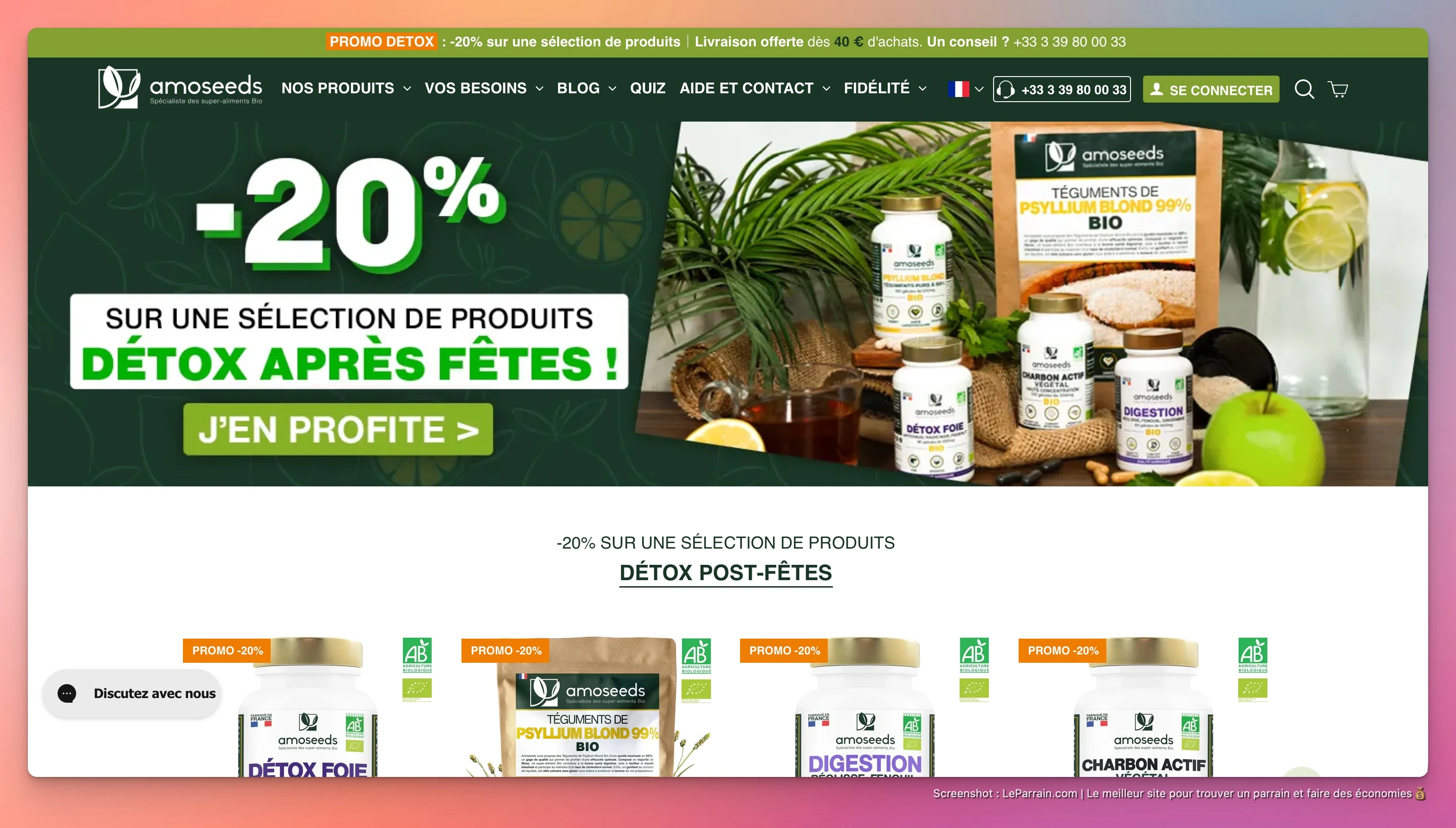 Capture d'écran 2 du programme de parrainage Amoseeds