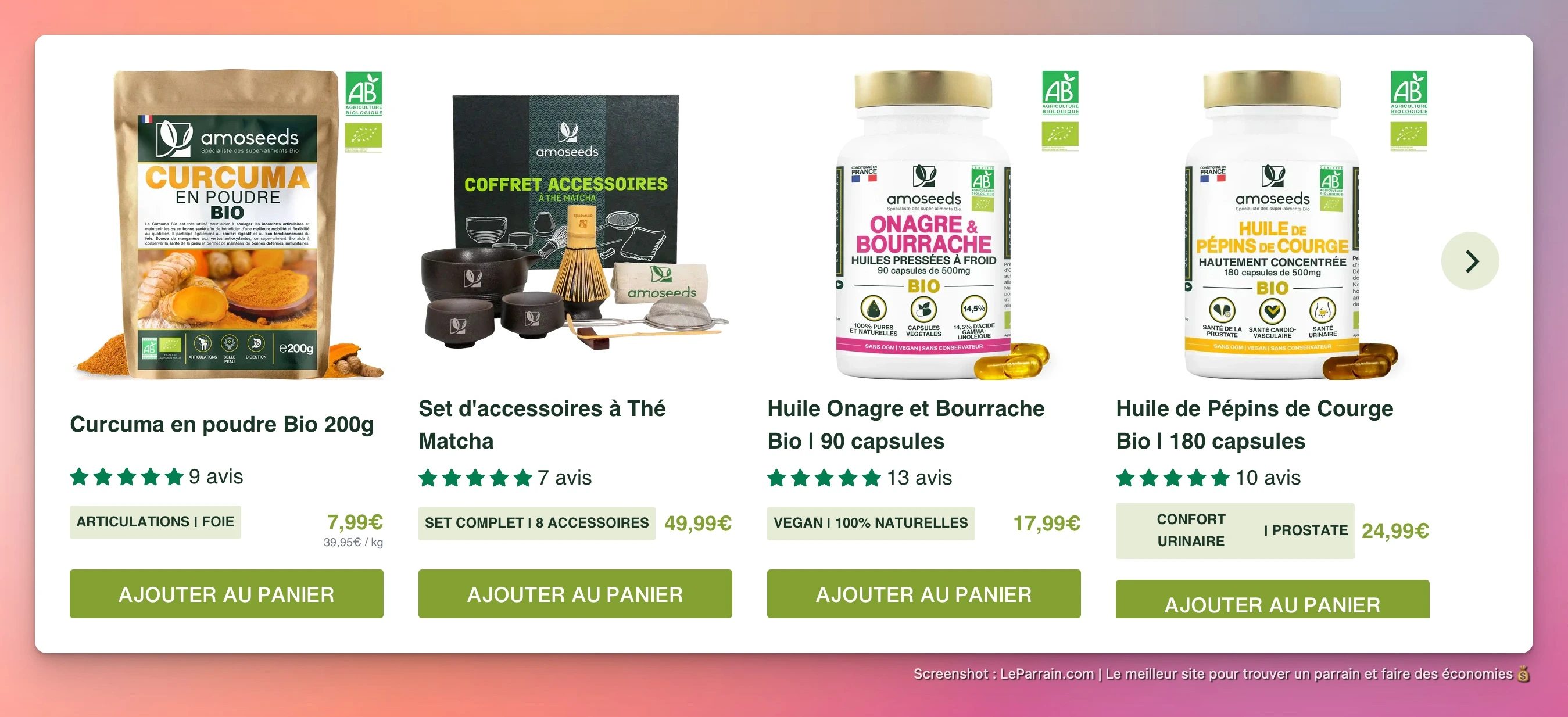 Capture d'écran 3 du programme de parrainage Amoseeds