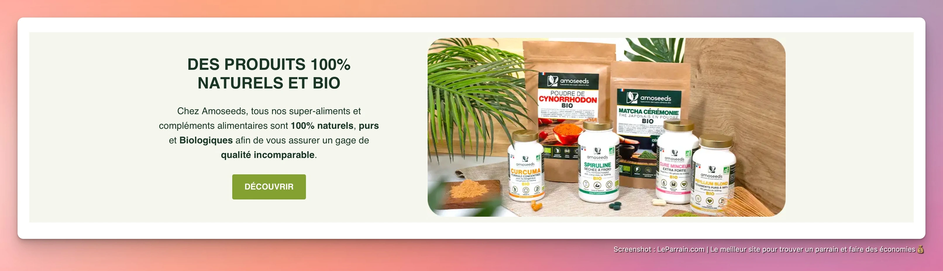 Capture d'écran 4 du programme de parrainage Amoseeds