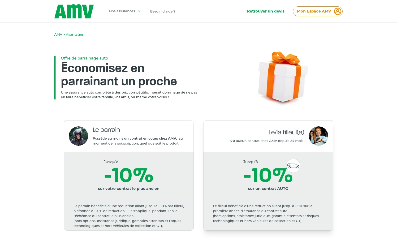 Capture d'écran 2 du programme de parrainage amv assurance