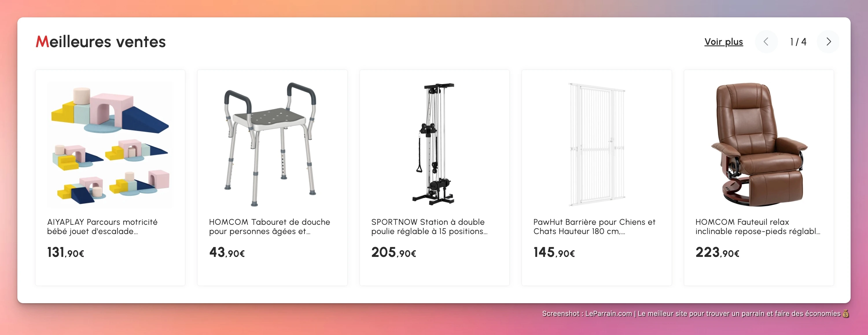 Capture d'écran 2 du programme de parrainage Aosom