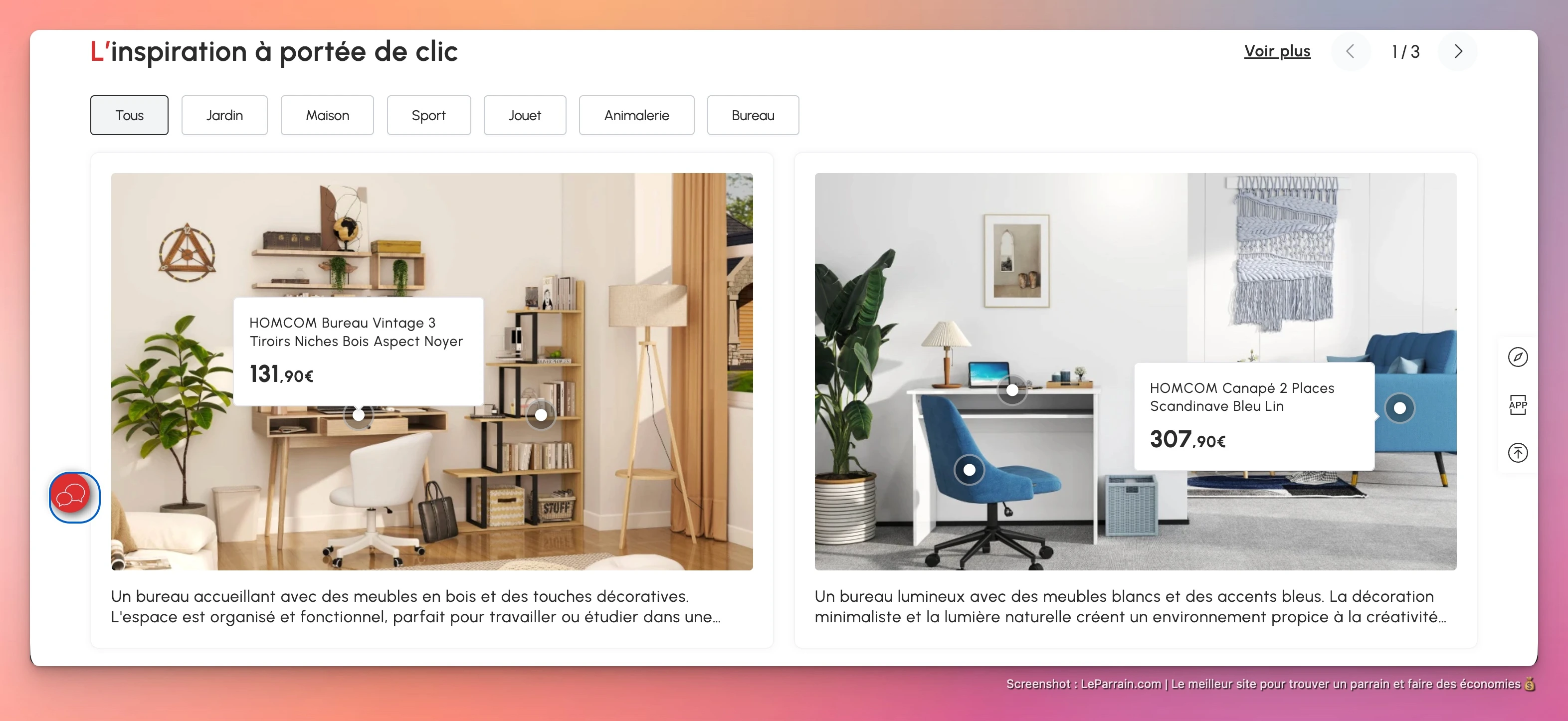 Capture d'écran 3 du programme de parrainage Aosom