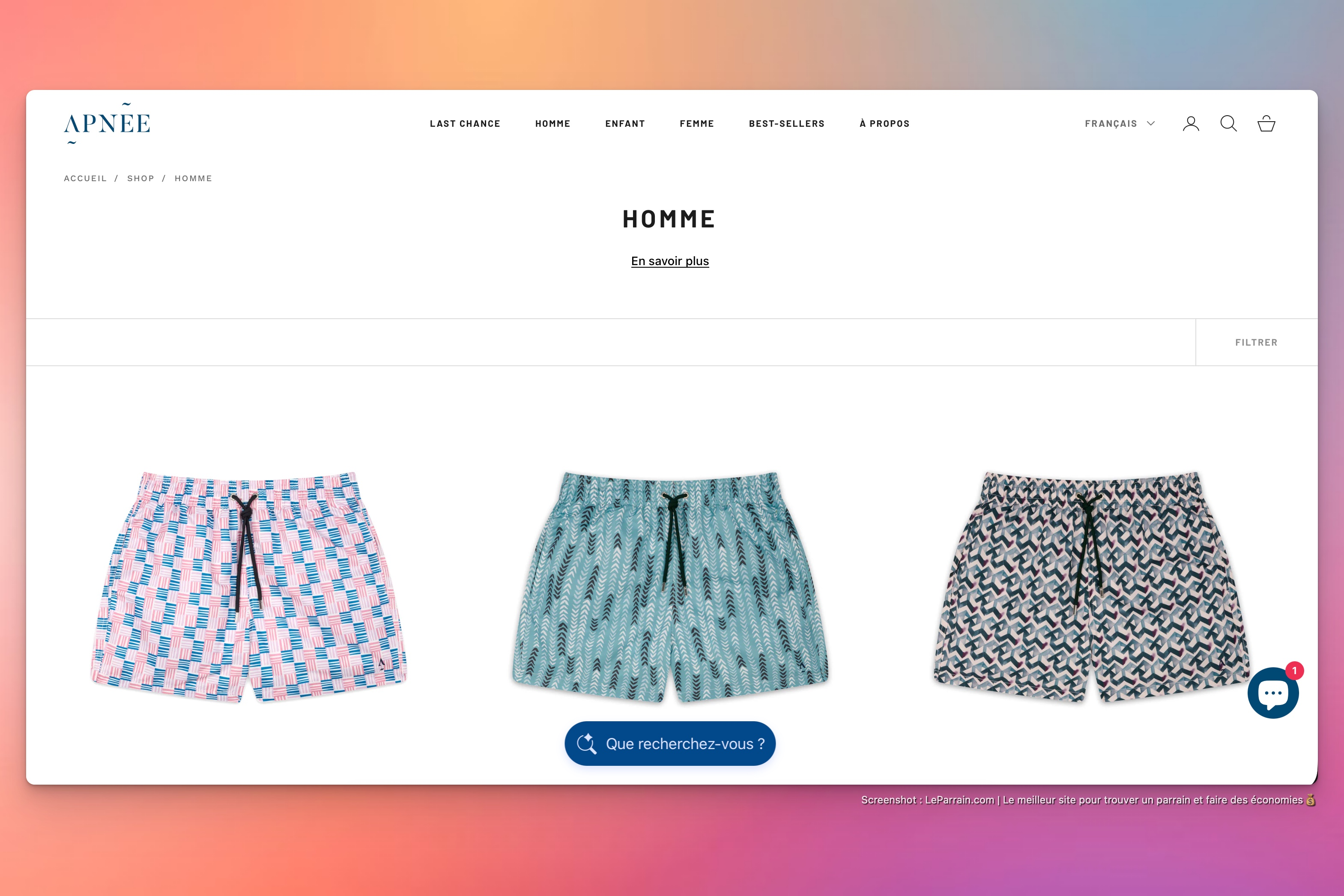Capture d'écran 1 du programme de parrainage Apnée