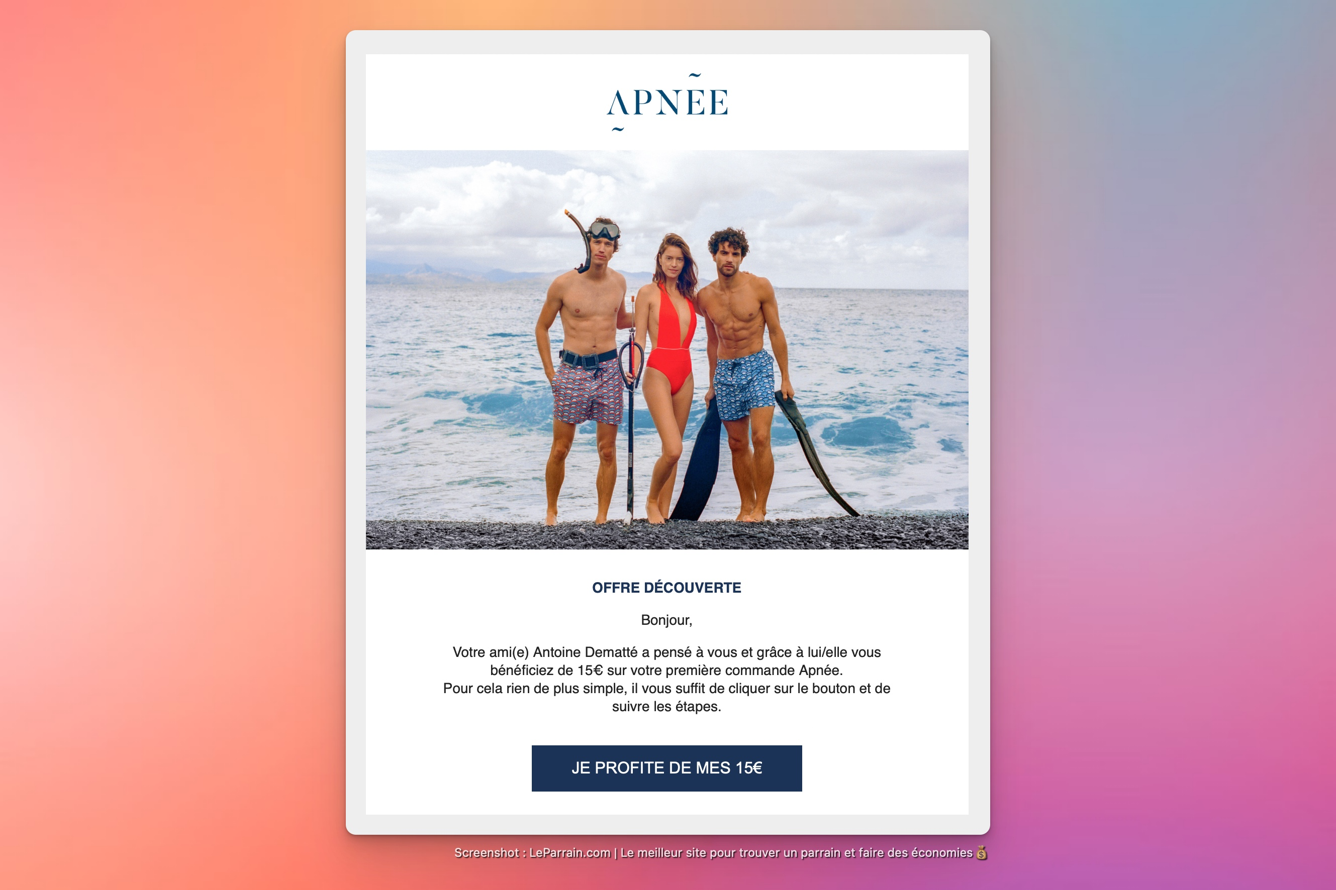 Capture d'écran 5 du programme de parrainage Apnée