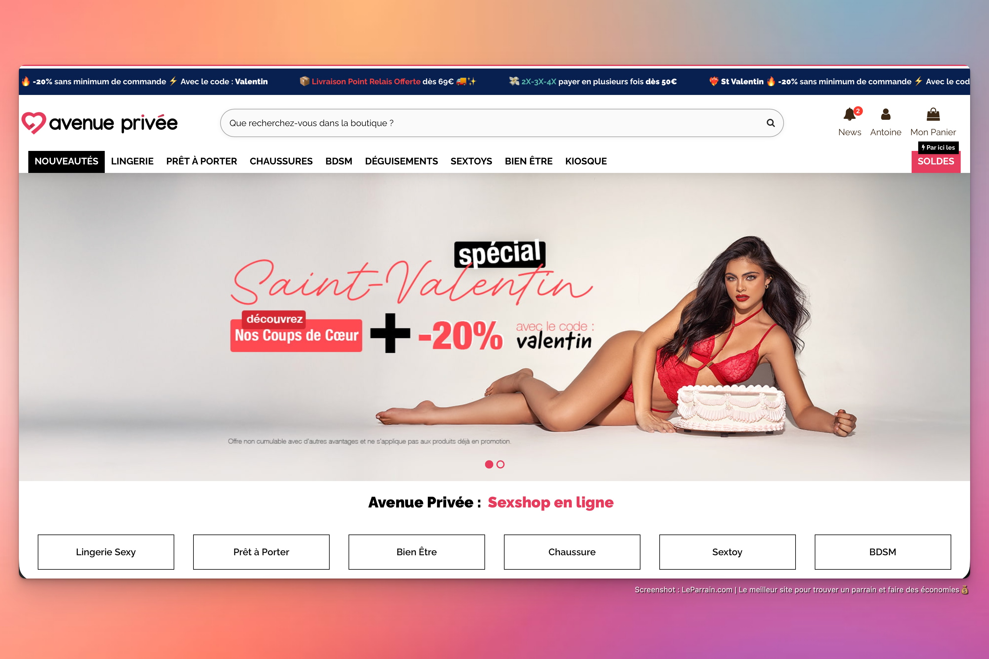 Capture d'écran 3 du programme de parrainage Avenue Privée