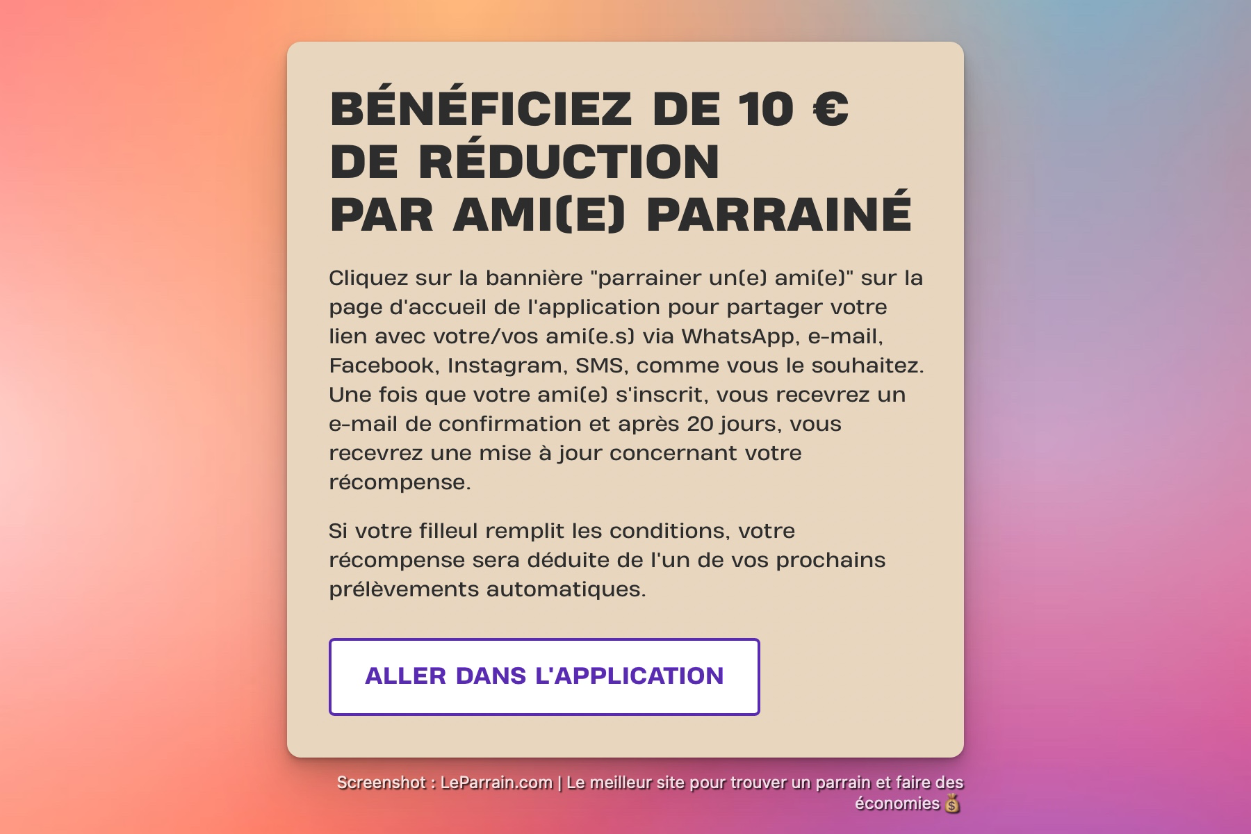 Capture d'écran 3 du programme de parrainage Basic-Fit