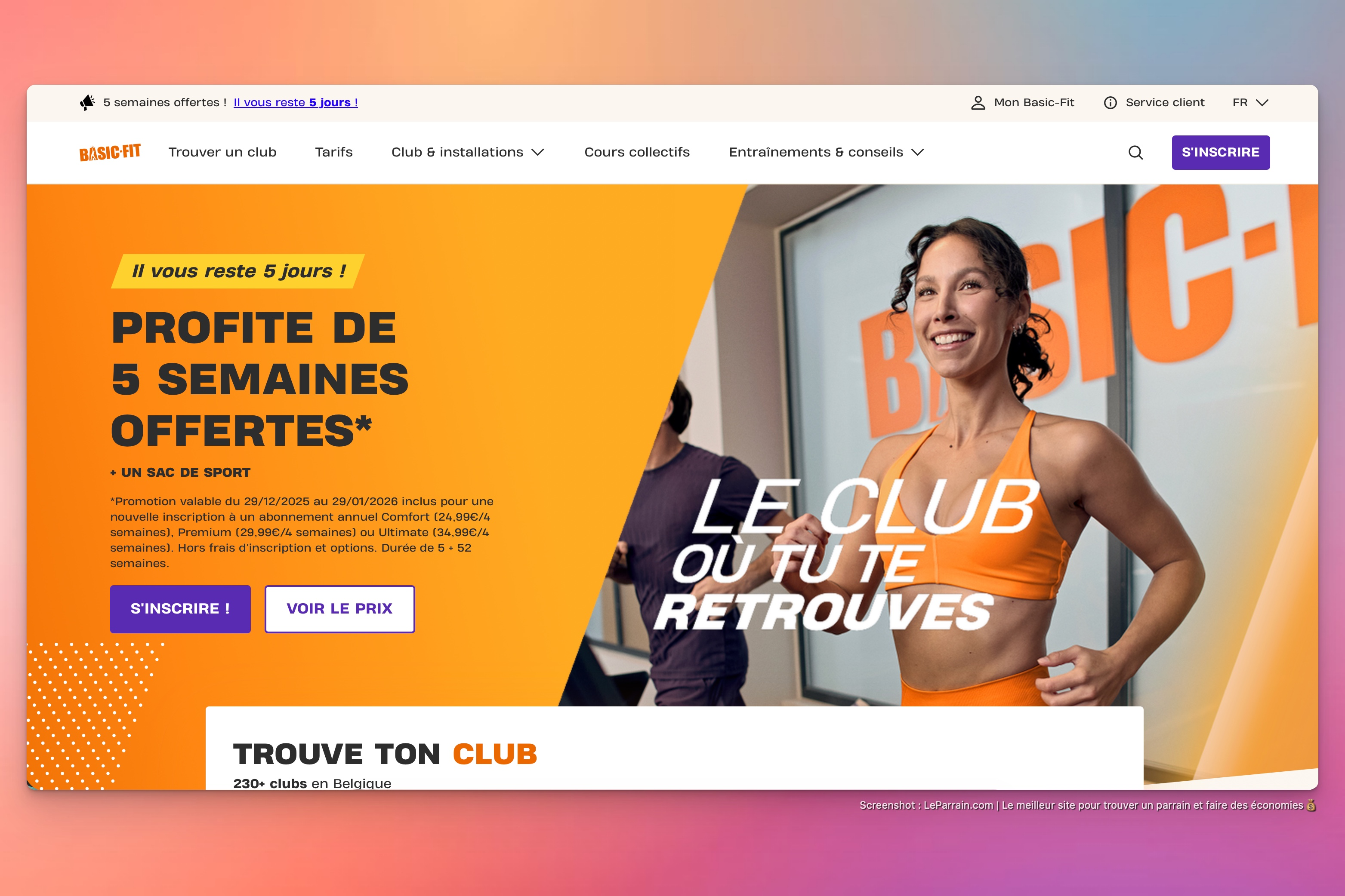 Capture d'écran 6 du programme de parrainage Basic-Fit