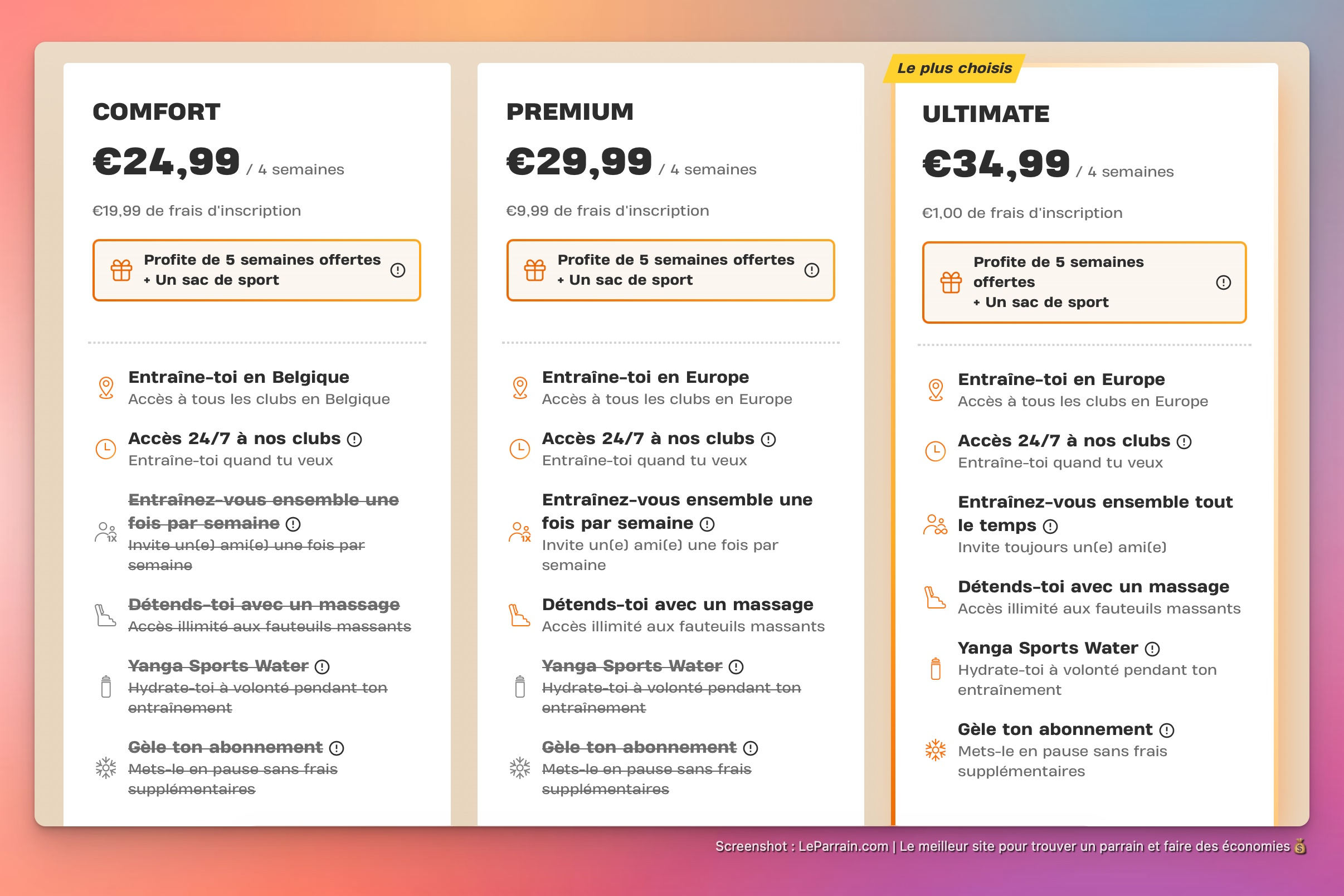 Capture d'écran 7 du programme de parrainage Basic-Fit