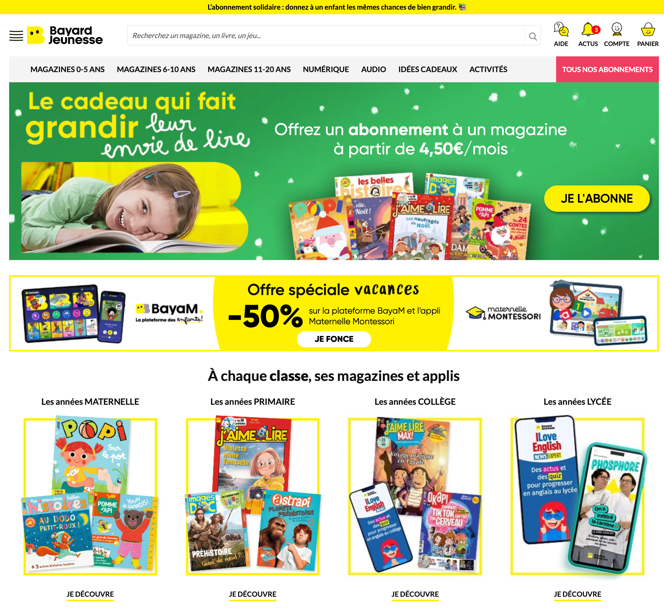 Capture d'écran 1 du programme de parrainage bayard jeunesse