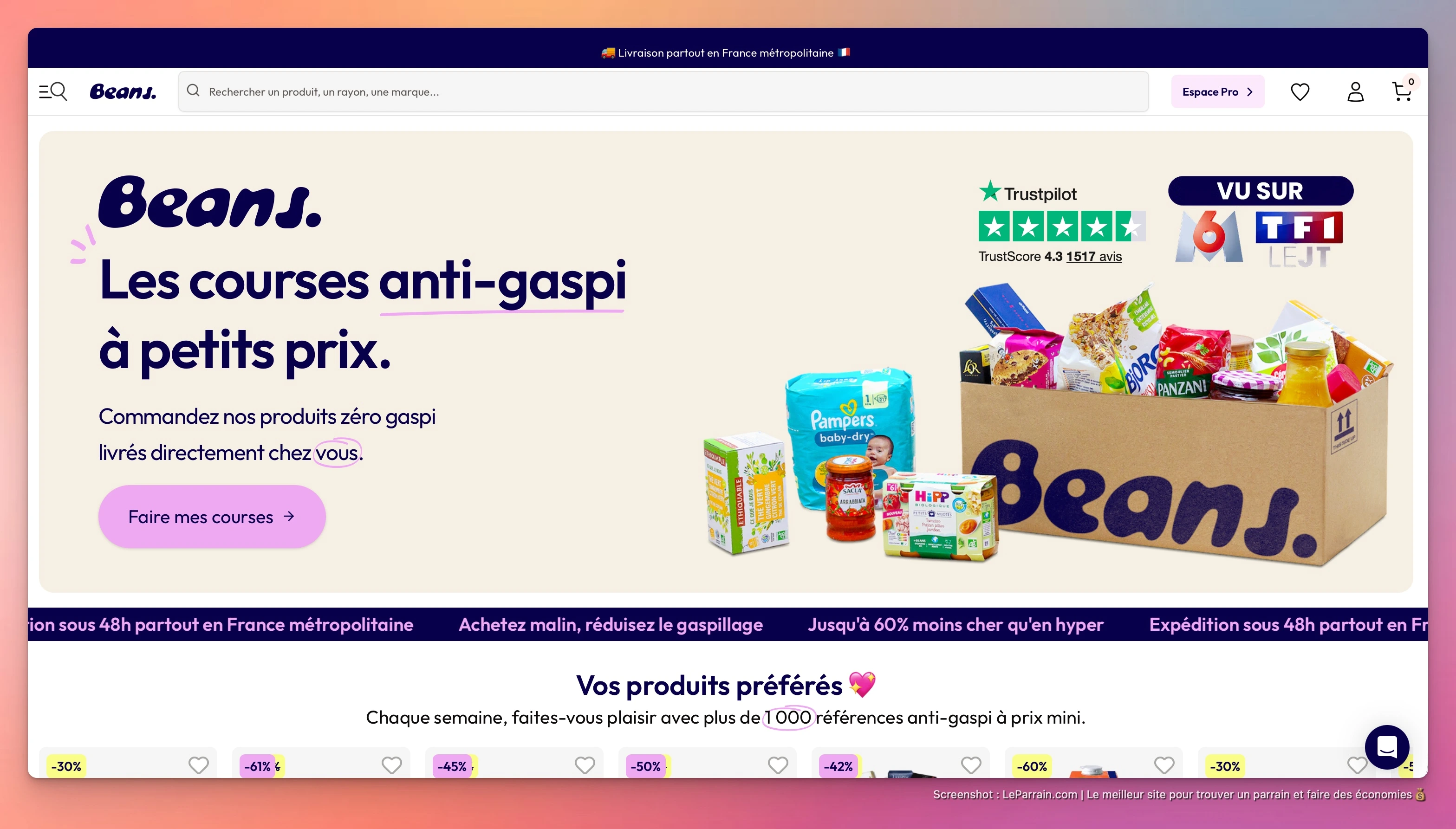 Capture d'écran 1 du programme de parrainage Beans Club