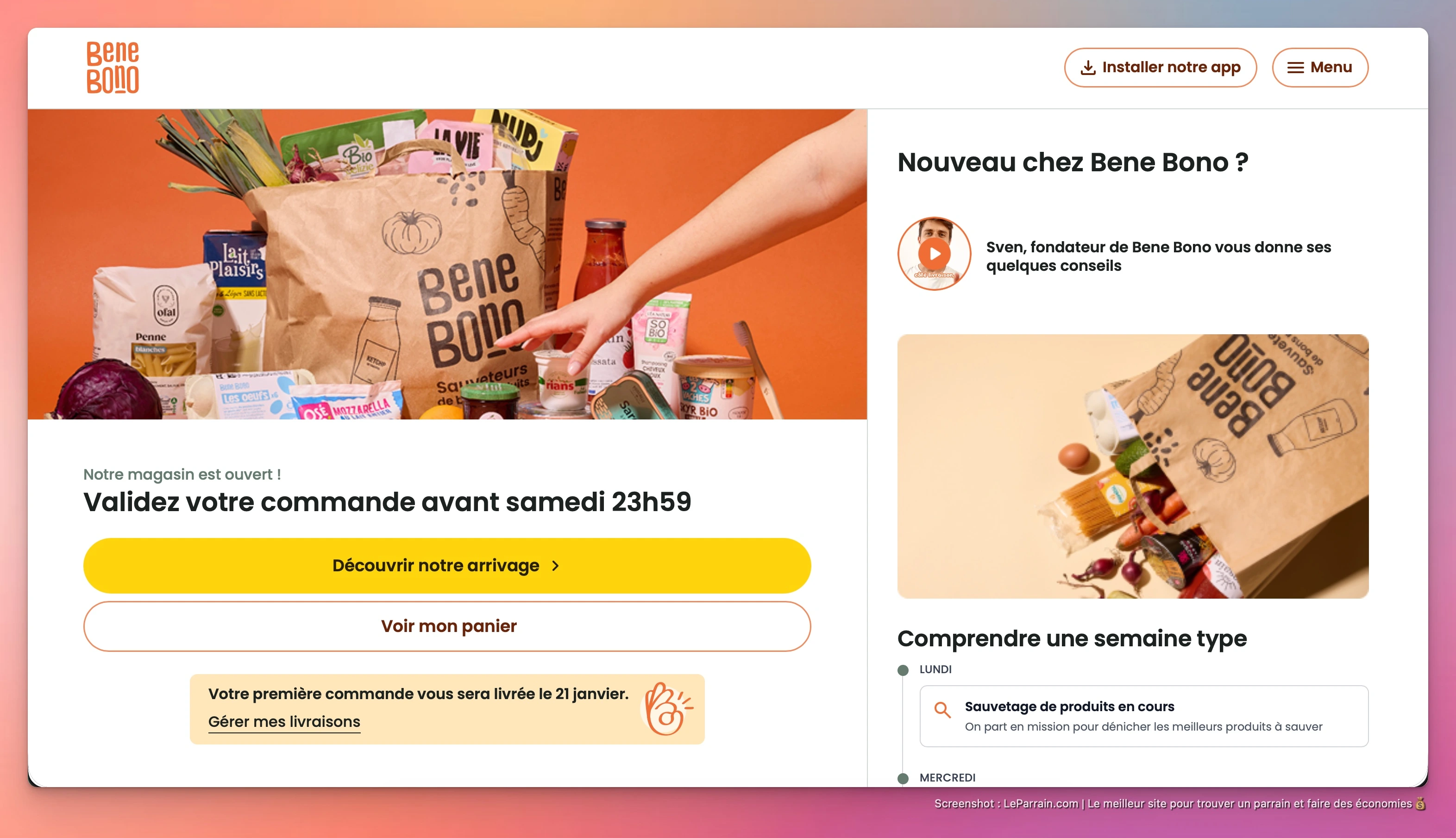 Capture d'écran 3 du programme de parrainage Bene Bono
