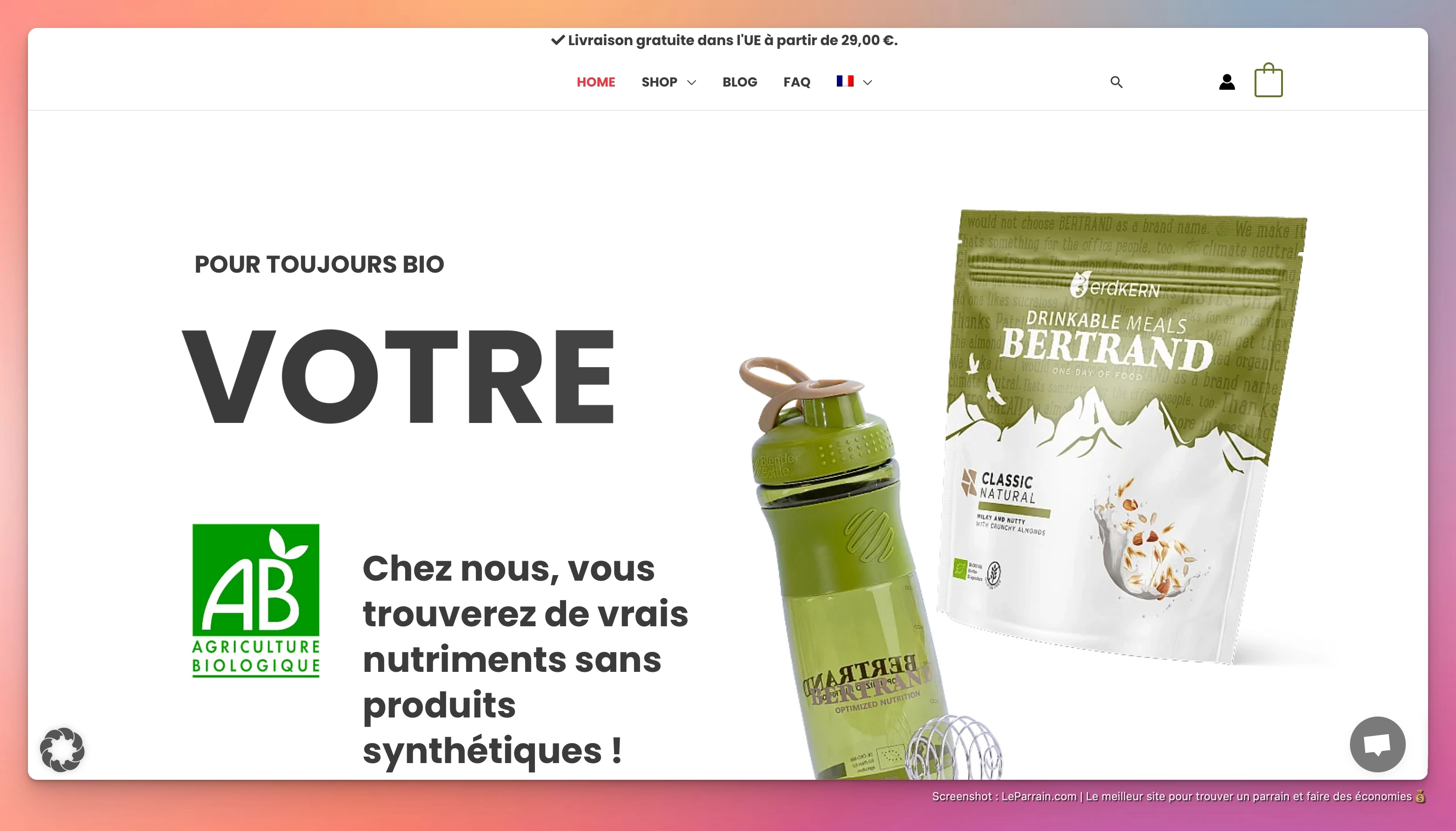 Capture d'écran 2 du programme de parrainage Bertrand