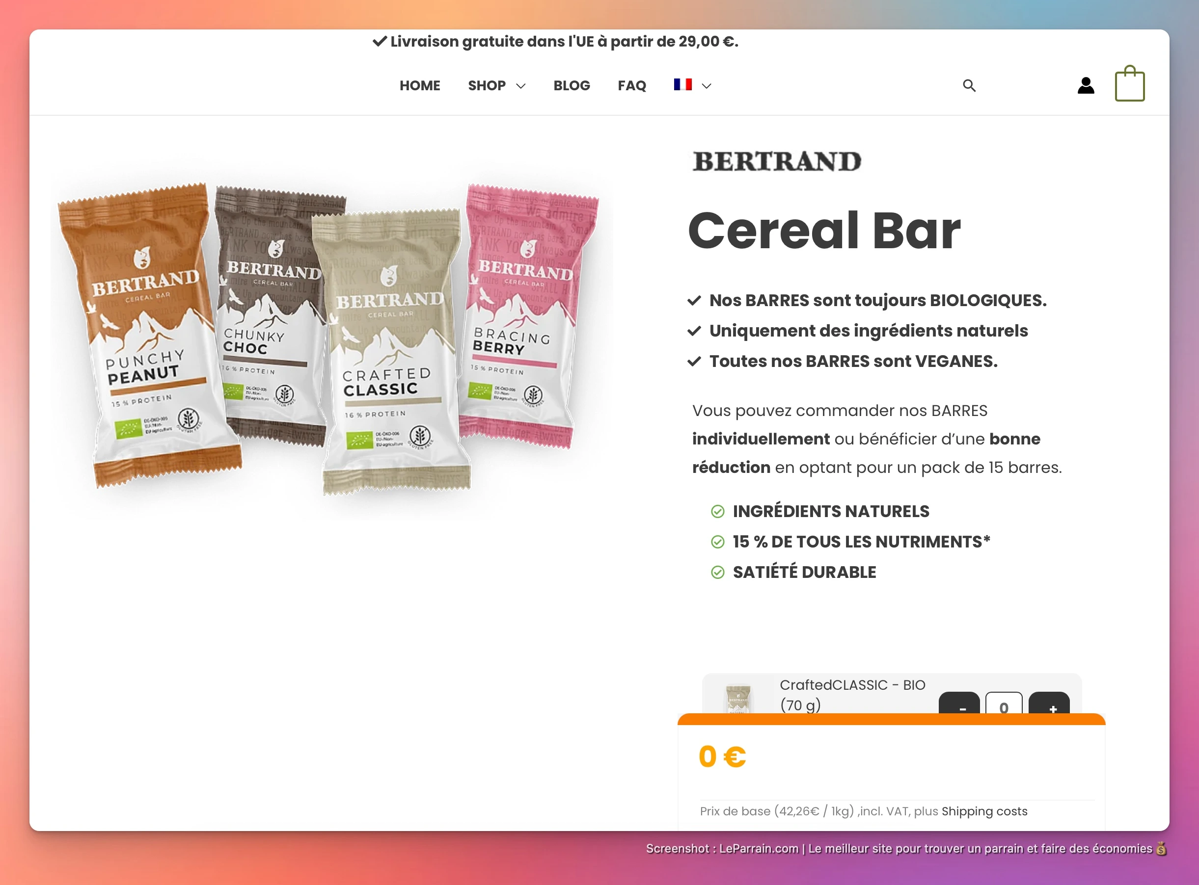 Capture d'écran 3 du programme de parrainage Bertrand