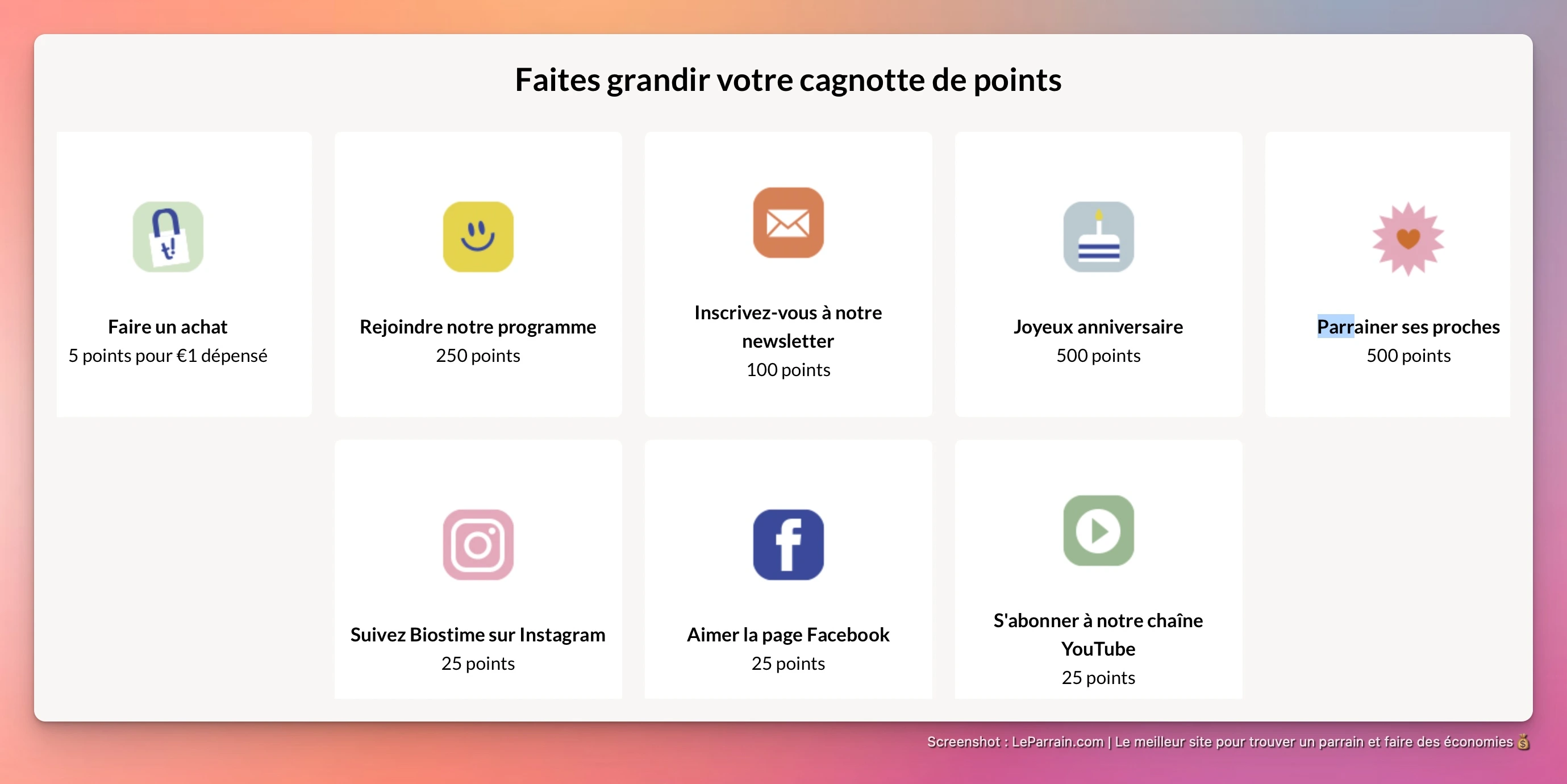 Capture d'écran 1 du programme de parrainage Biostime