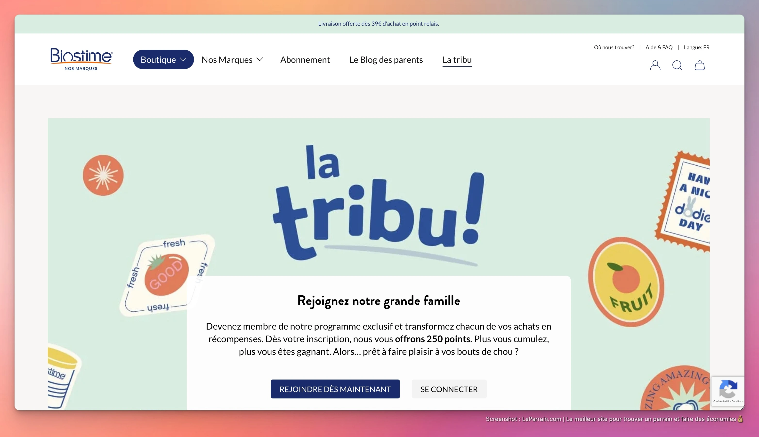 Capture d'écran 2 du programme de parrainage Biostime