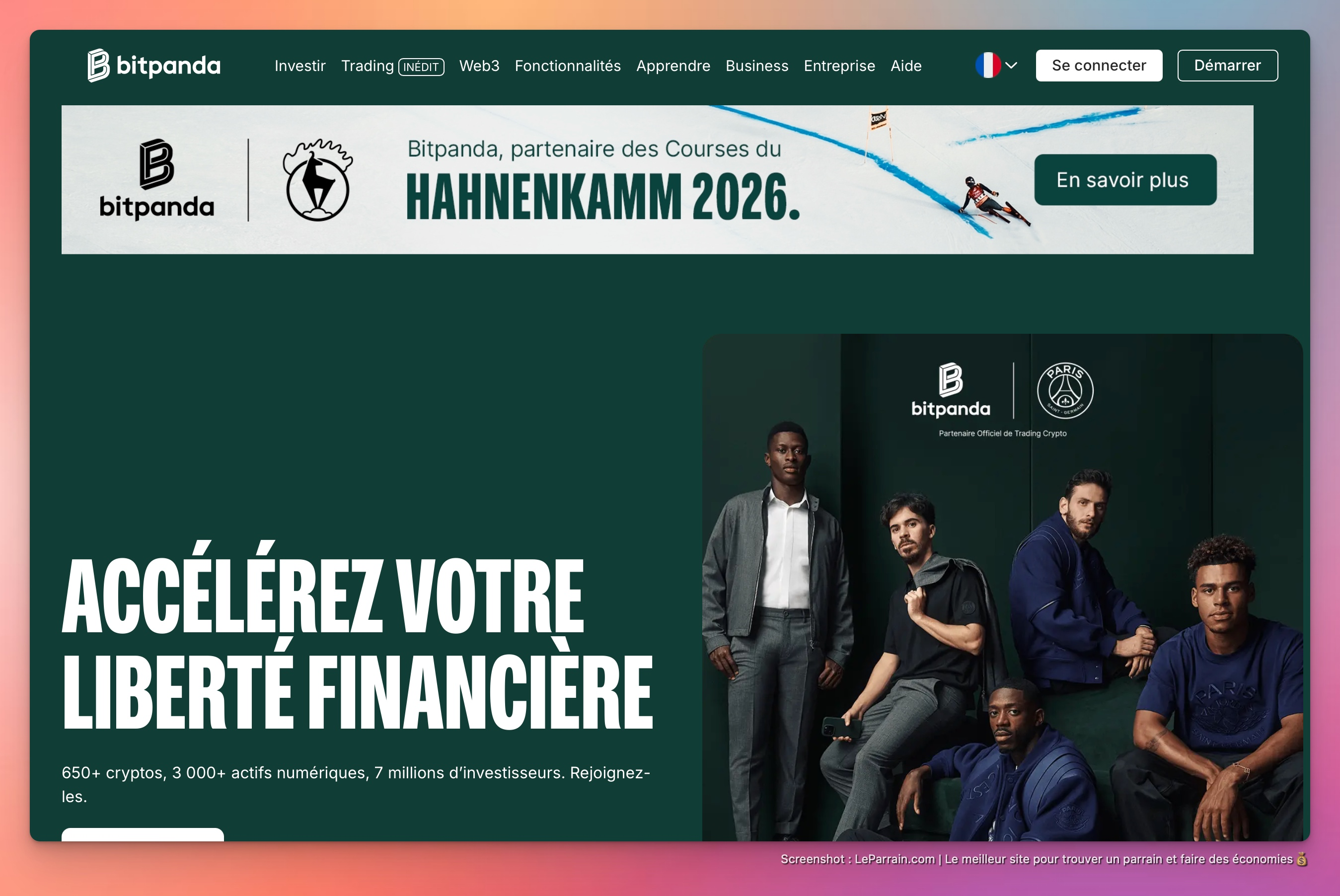 Capture d'écran 1 du programme de parrainage Bitpanda