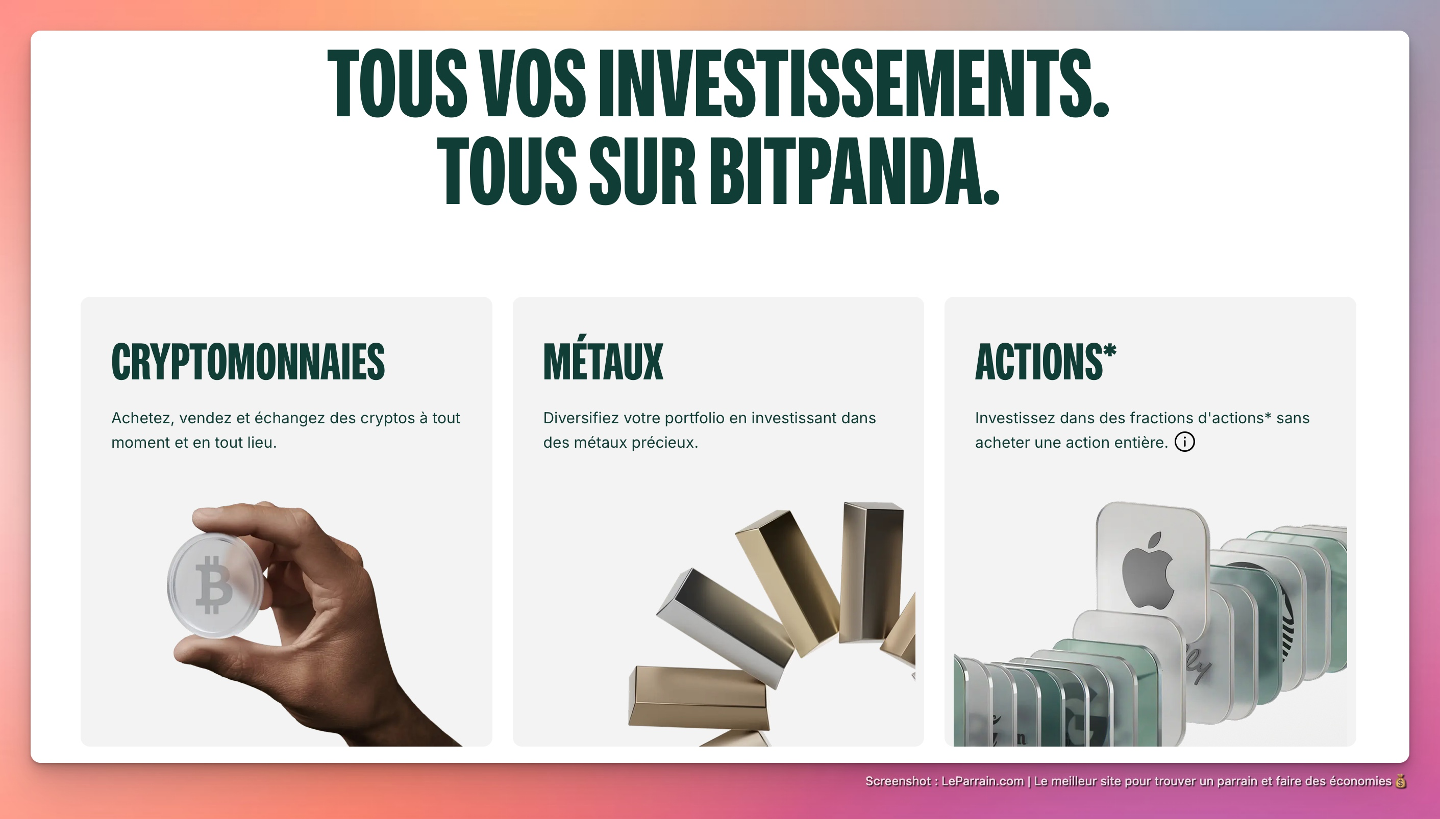 Capture d'écran 2 du programme de parrainage Bitpanda