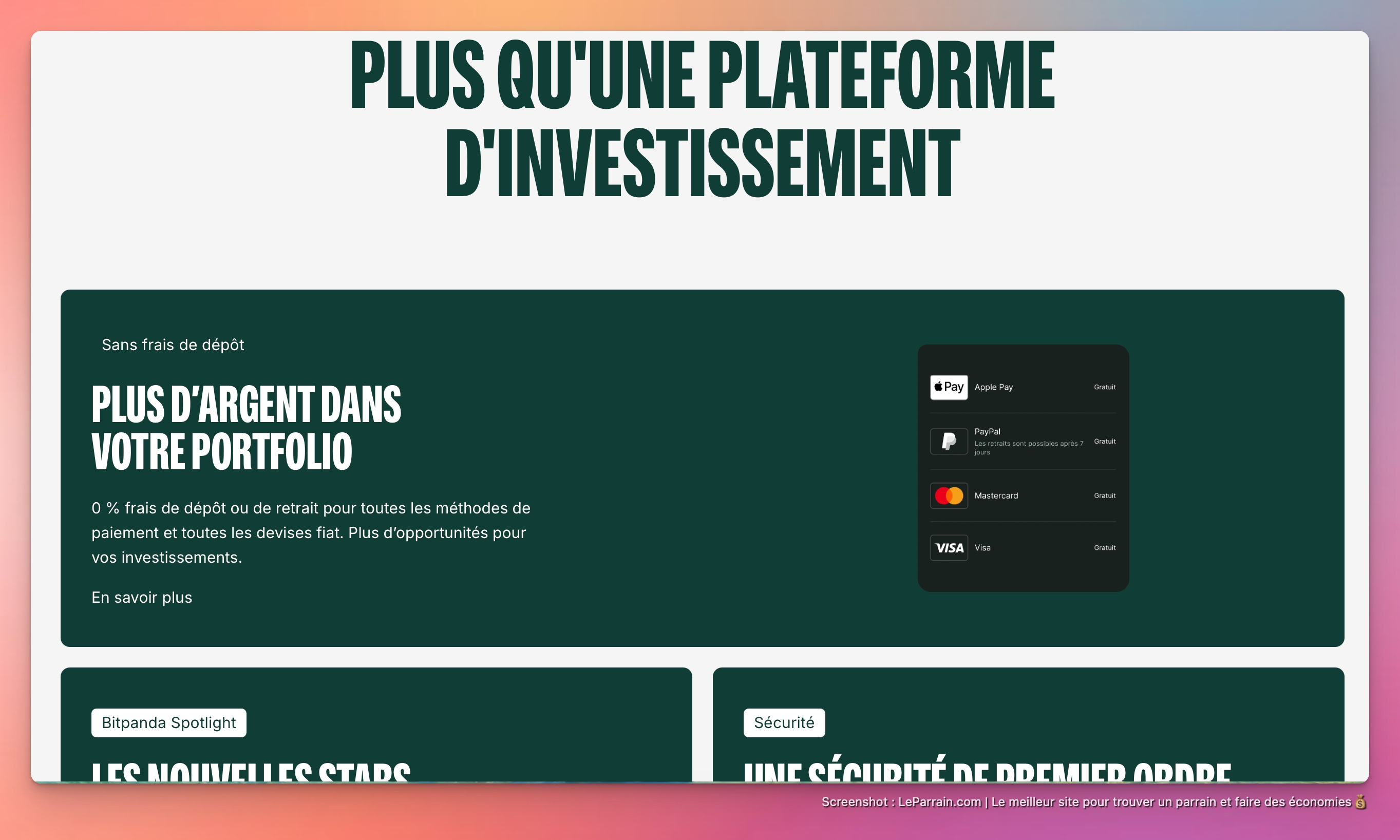 Capture d'écran 3 du programme de parrainage Bitpanda