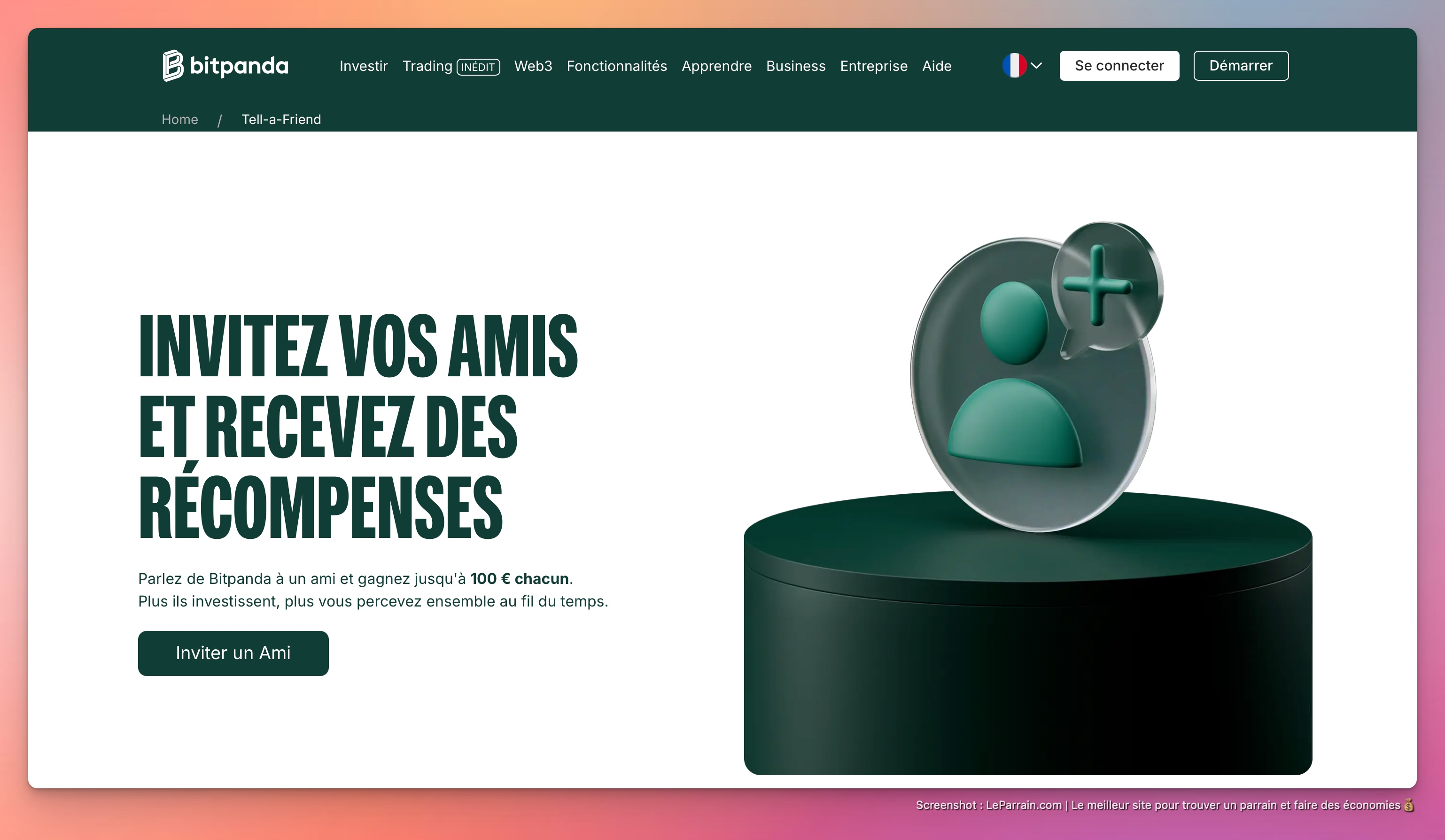 Capture d'écran 4 du programme de parrainage Bitpanda