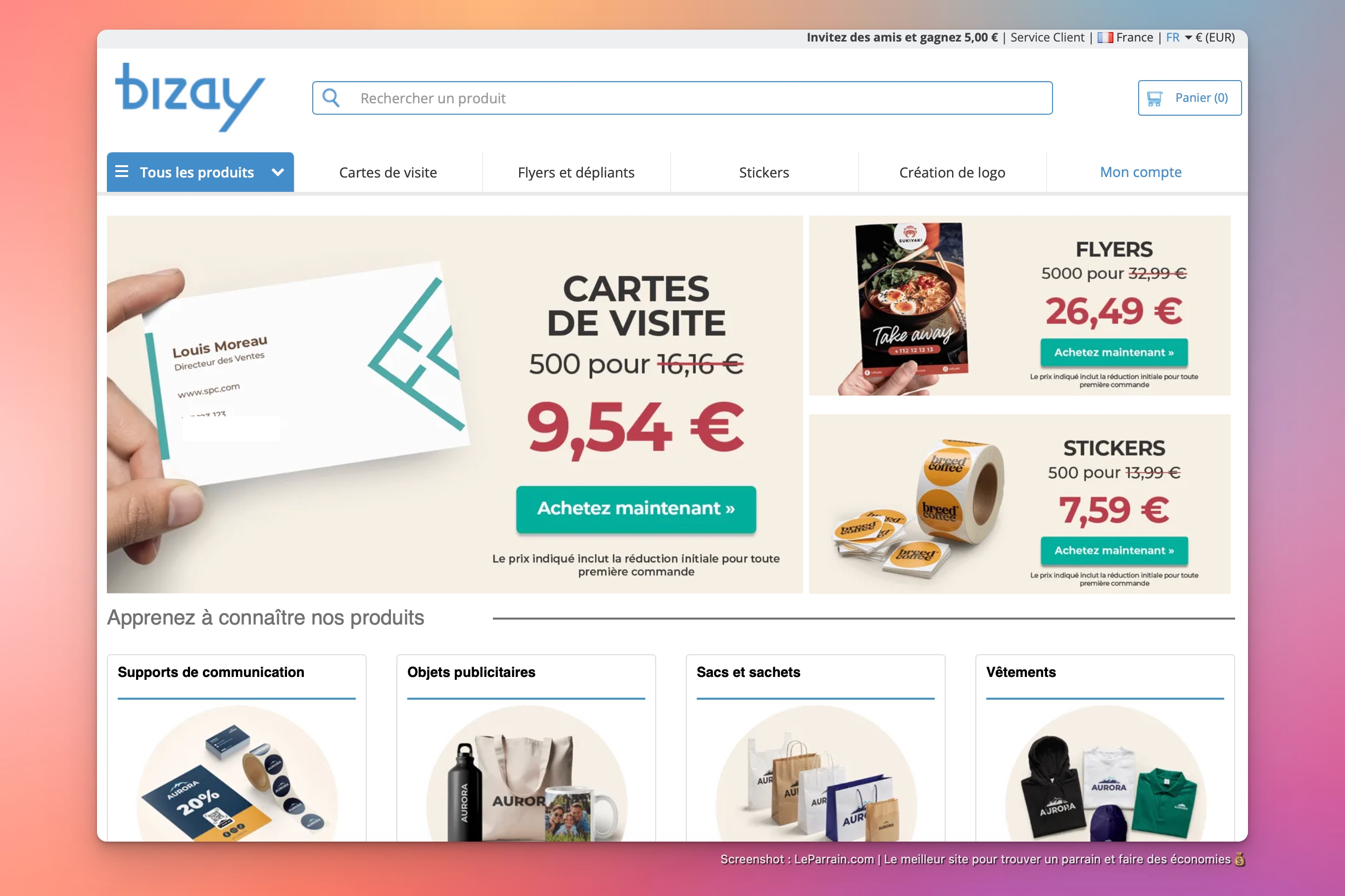 Capture d'écran 2 du programme de parrainage Bizay