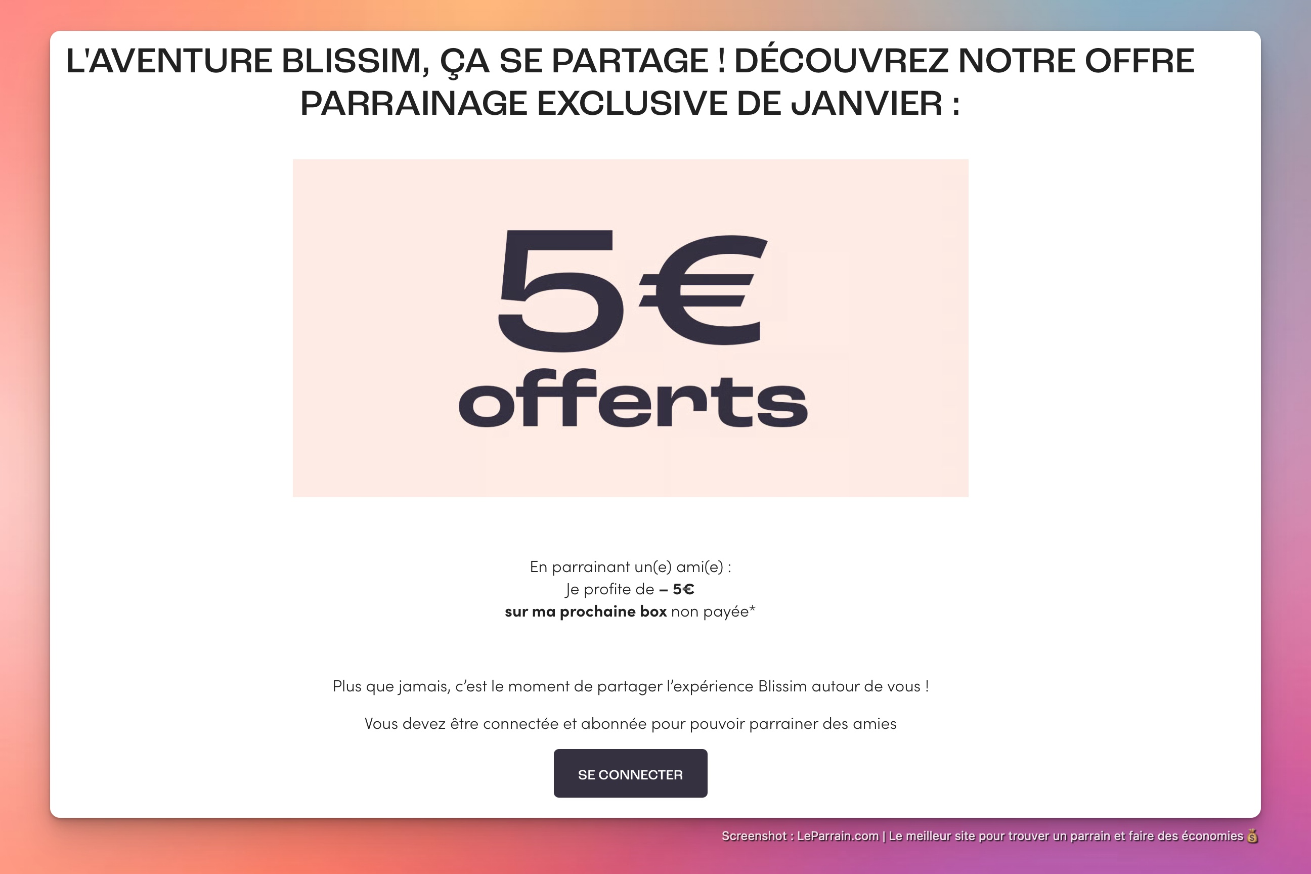 Capture d'écran 1 du programme de parrainage Blissim