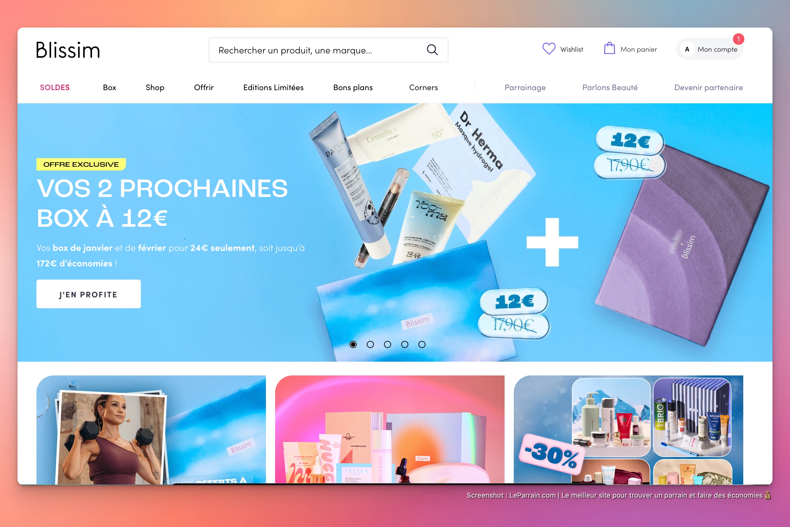 Capture d'écran 2 du programme de parrainage Blissim