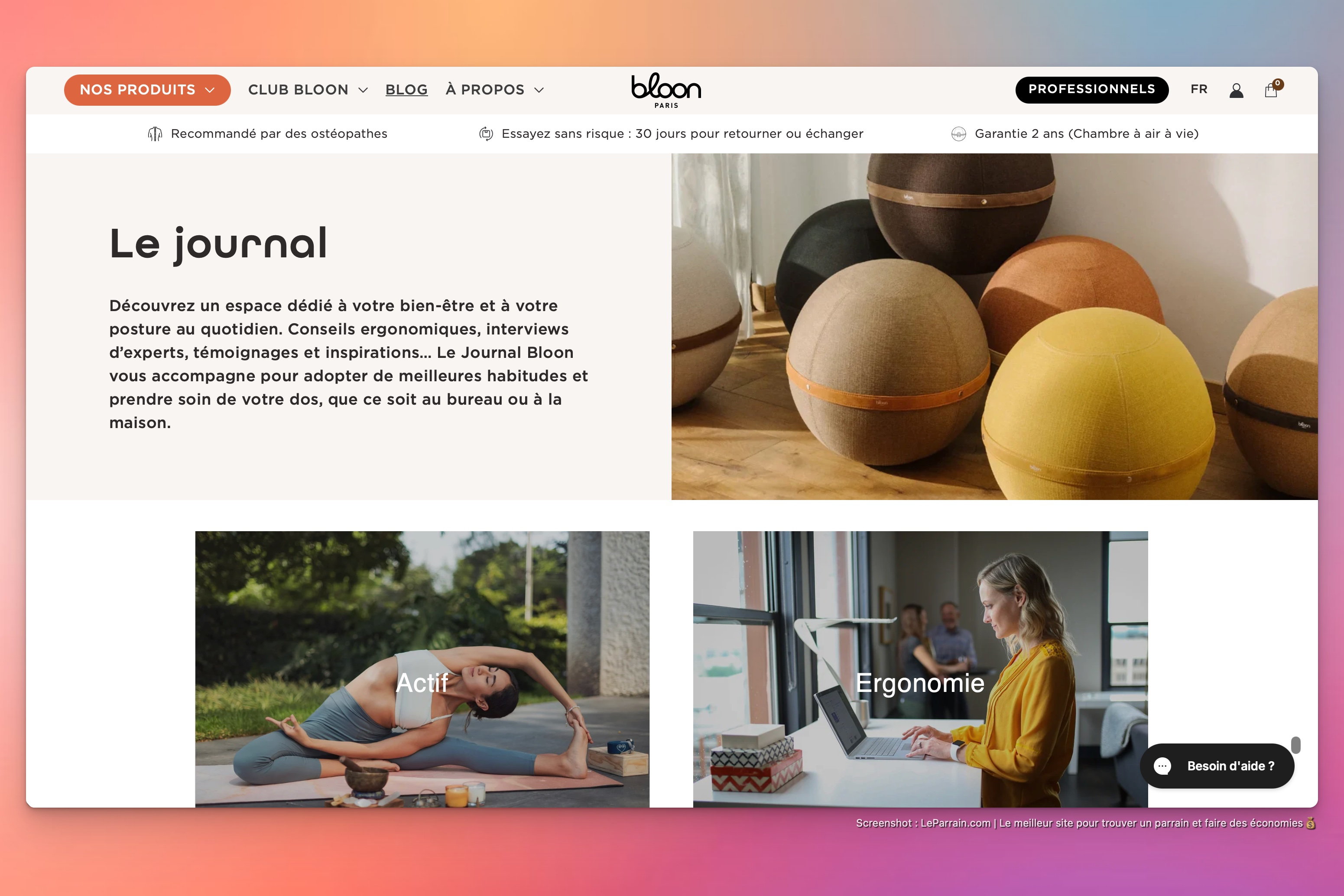 Capture d'écran 2 du programme de parrainage Bloon Paris