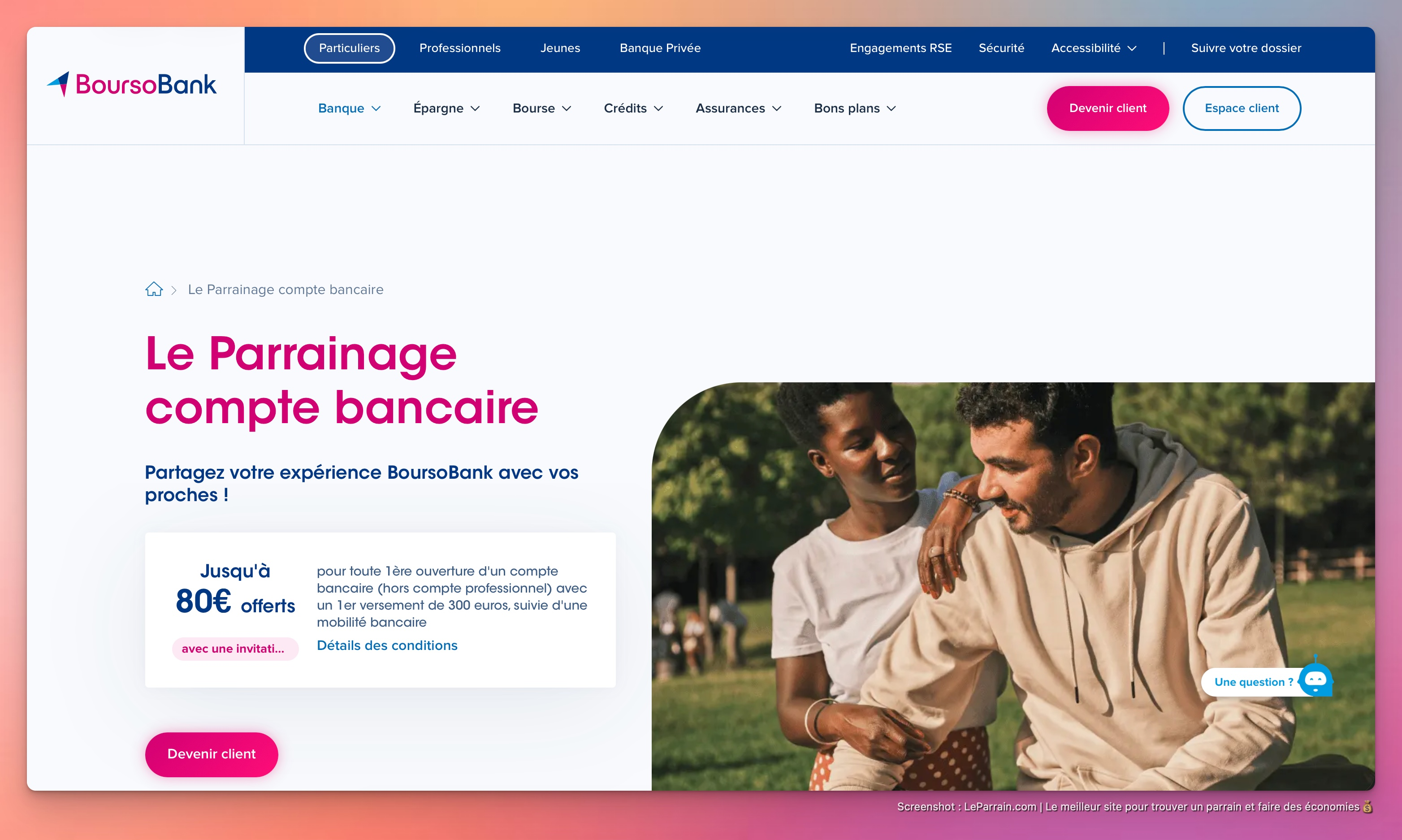 Trouvez un parrain BoursoBank sur Le Parrain