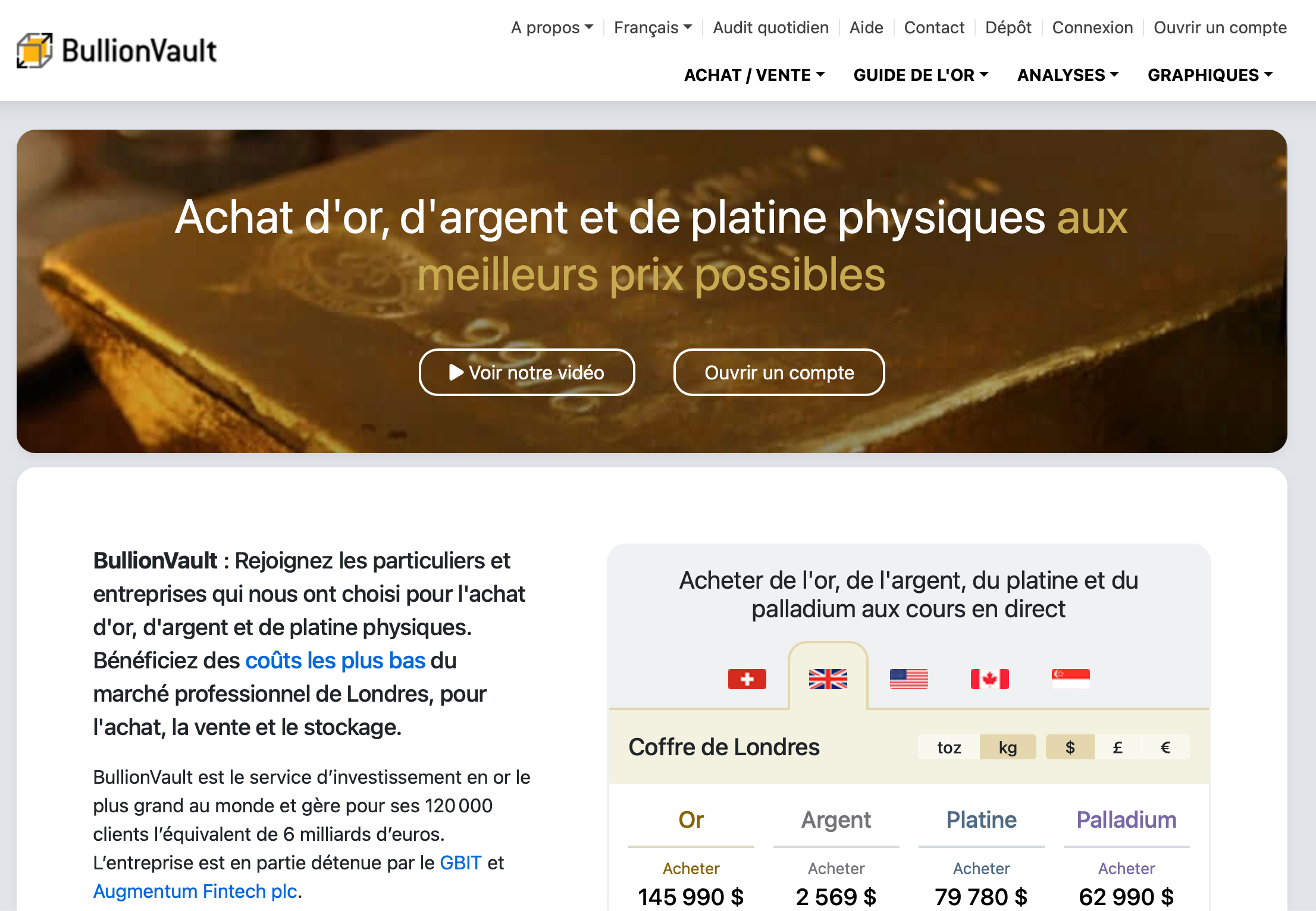 Capture d'écran 2 du programme de parrainage Bullionvault