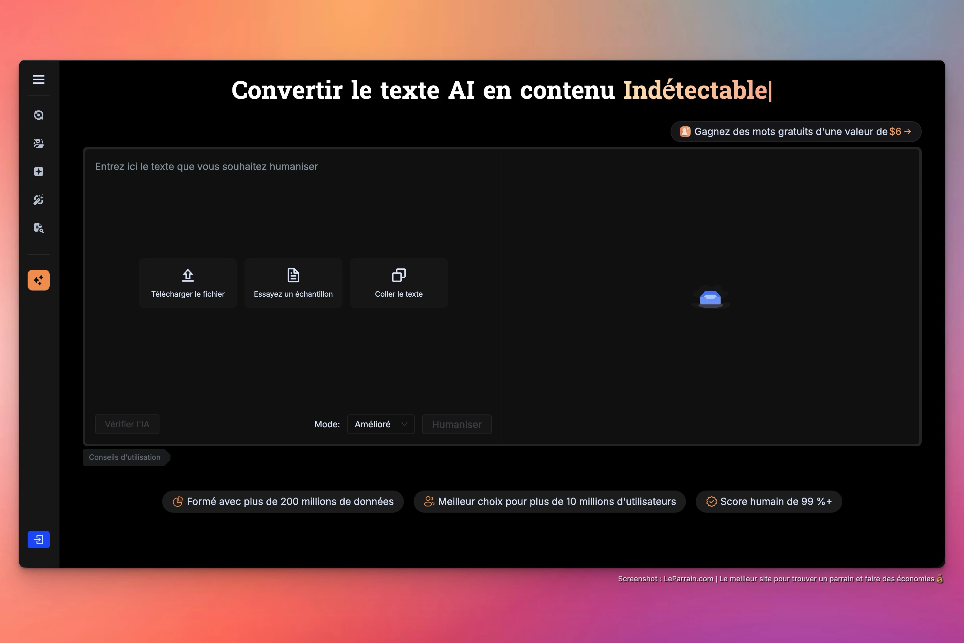 Capture d'écran 1 du programme de parrainage BypassGPT