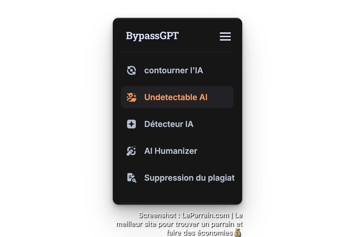 Capture d'écran 3 du programme de parrainage BypassGPT
