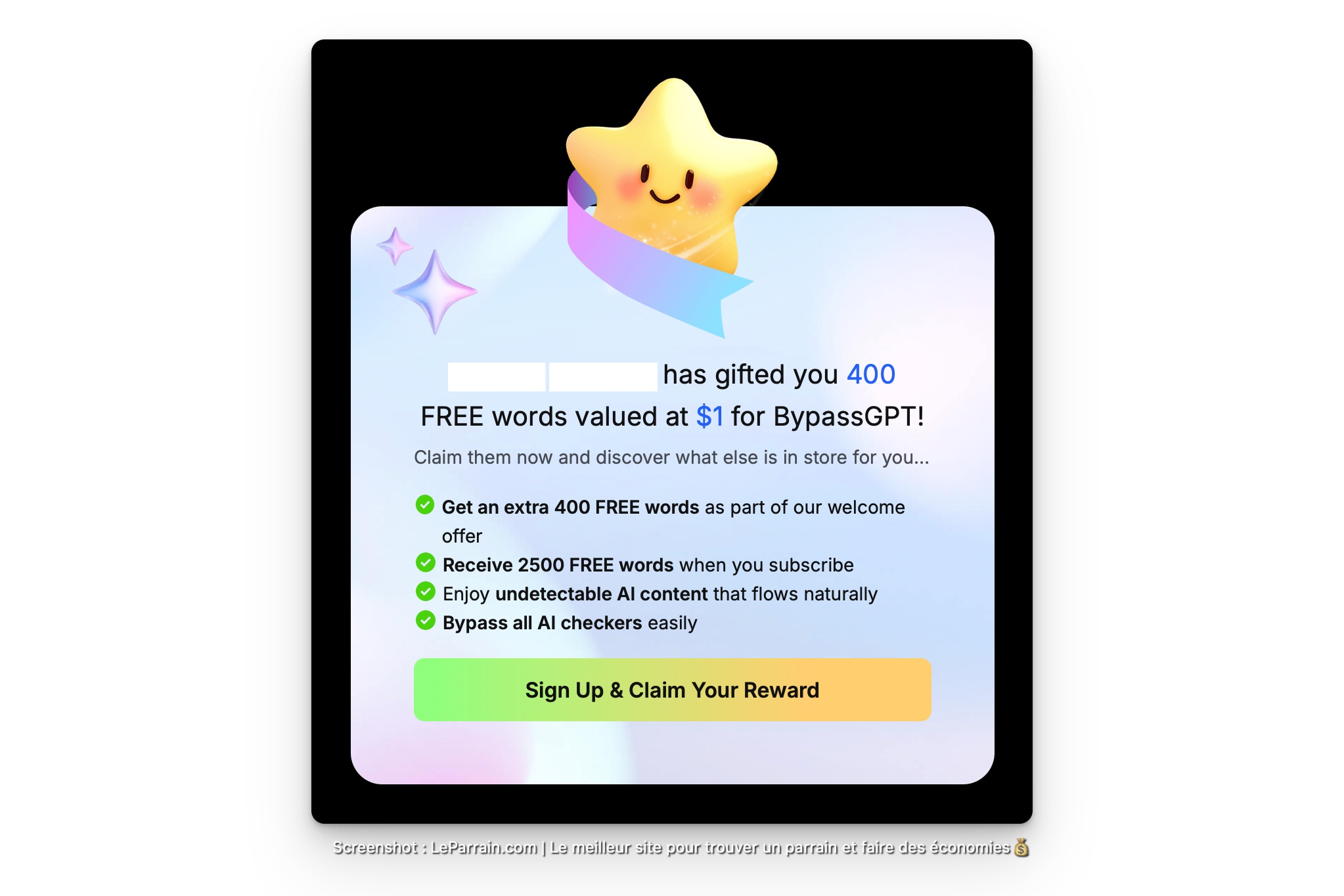 Capture d'écran 5 du programme de parrainage BypassGPT