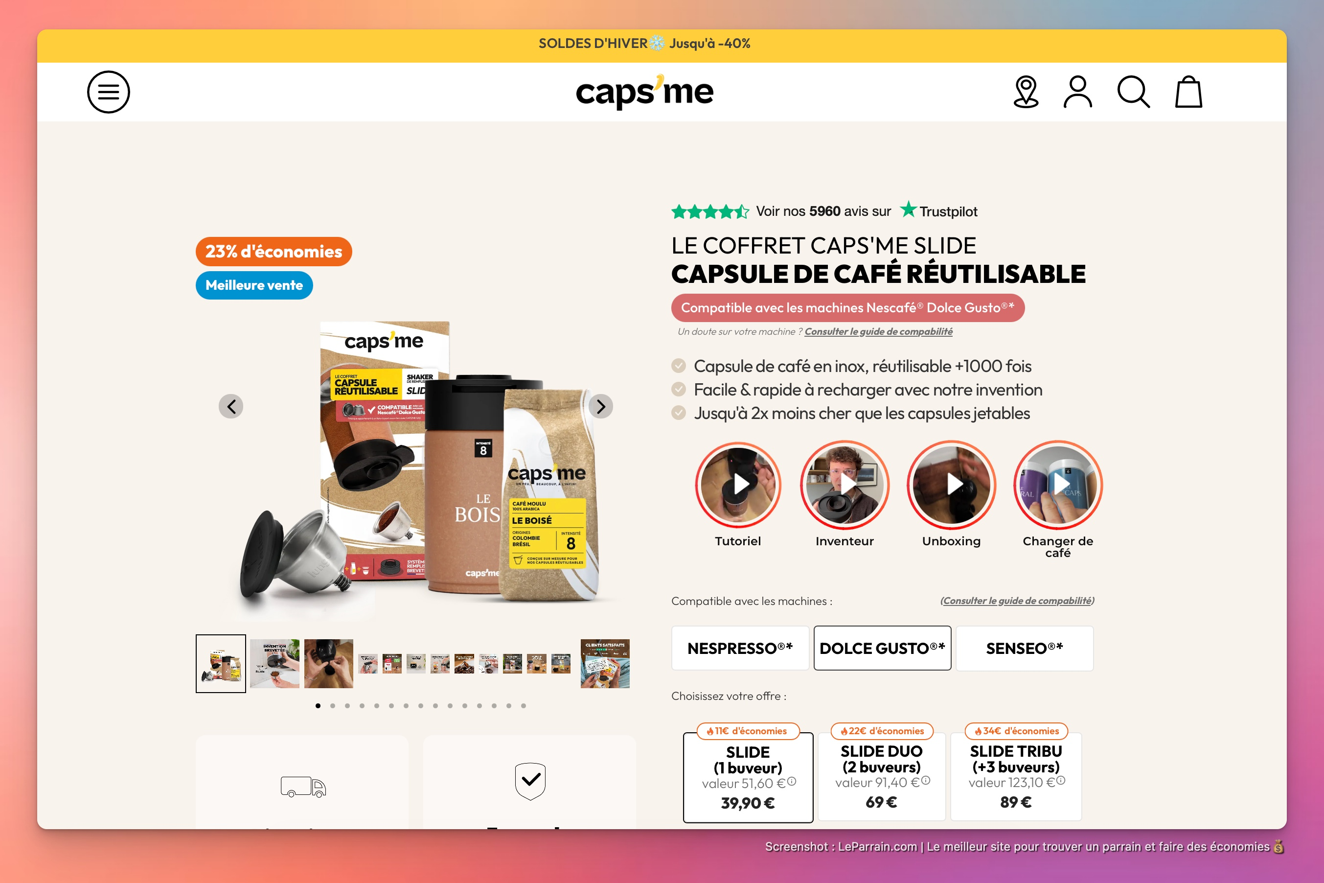 Capture d'écran 4 du programme de parrainage Caps Me