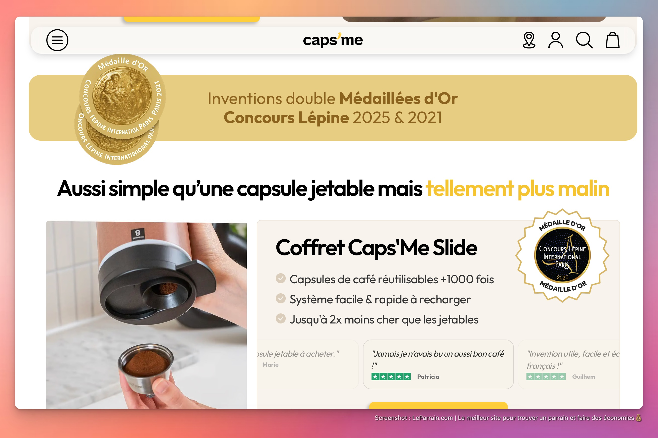 Capture d'écran 7 du programme de parrainage Caps Me