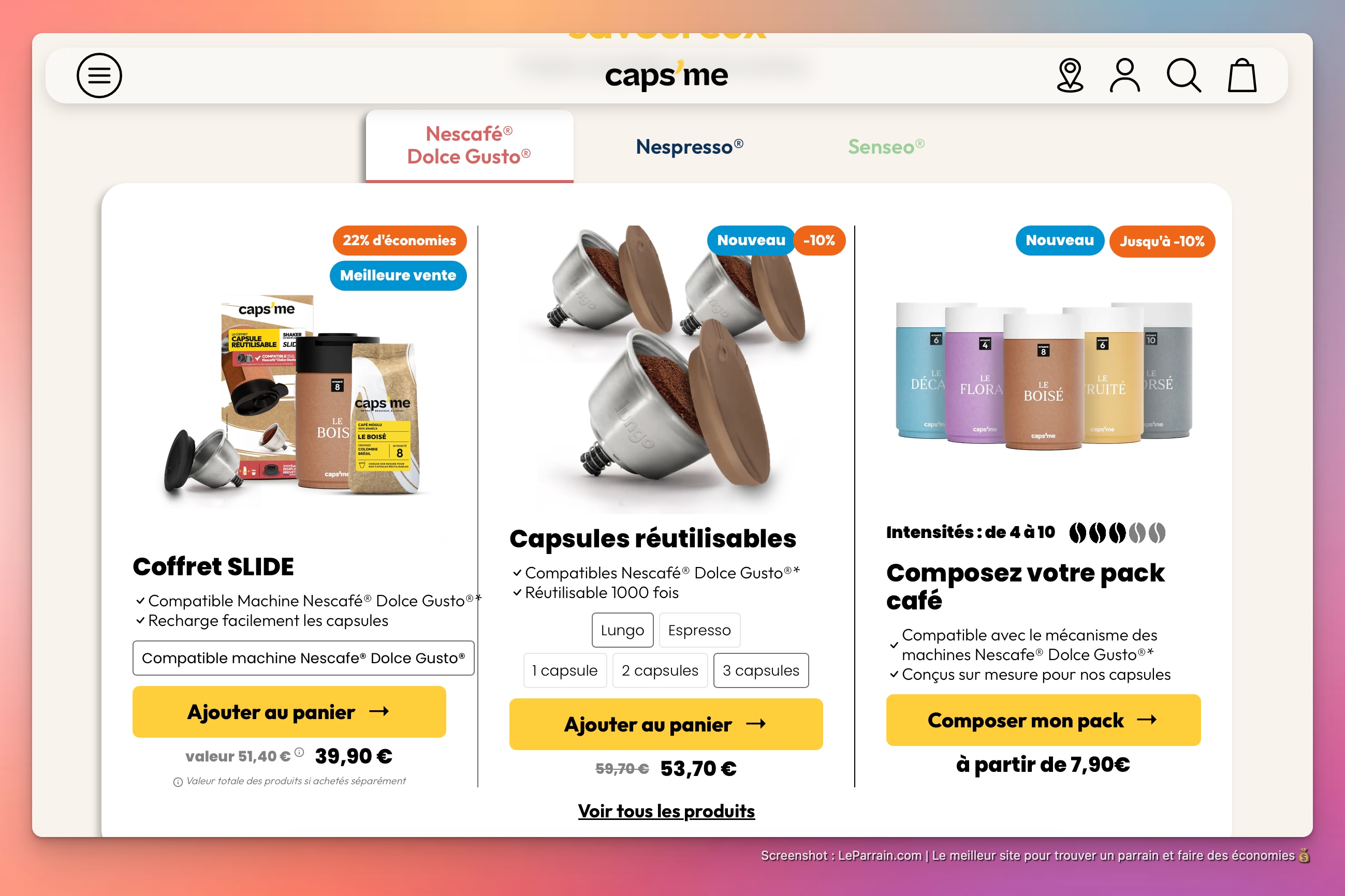 Capture d'écran 8 du programme de parrainage Caps Me