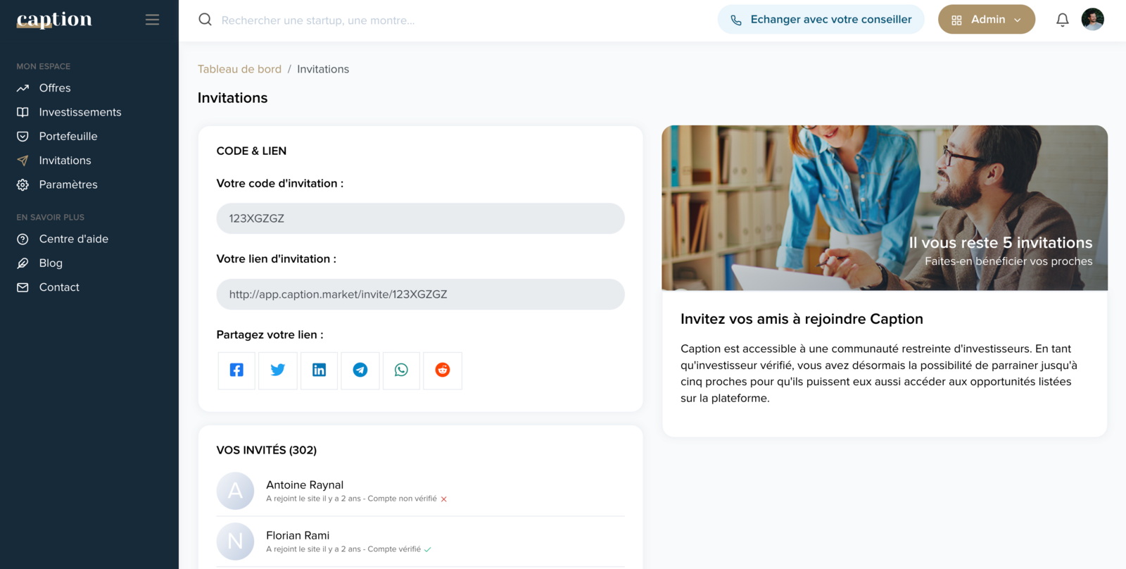 Capture d'écran 1 du programme de parrainage Caption