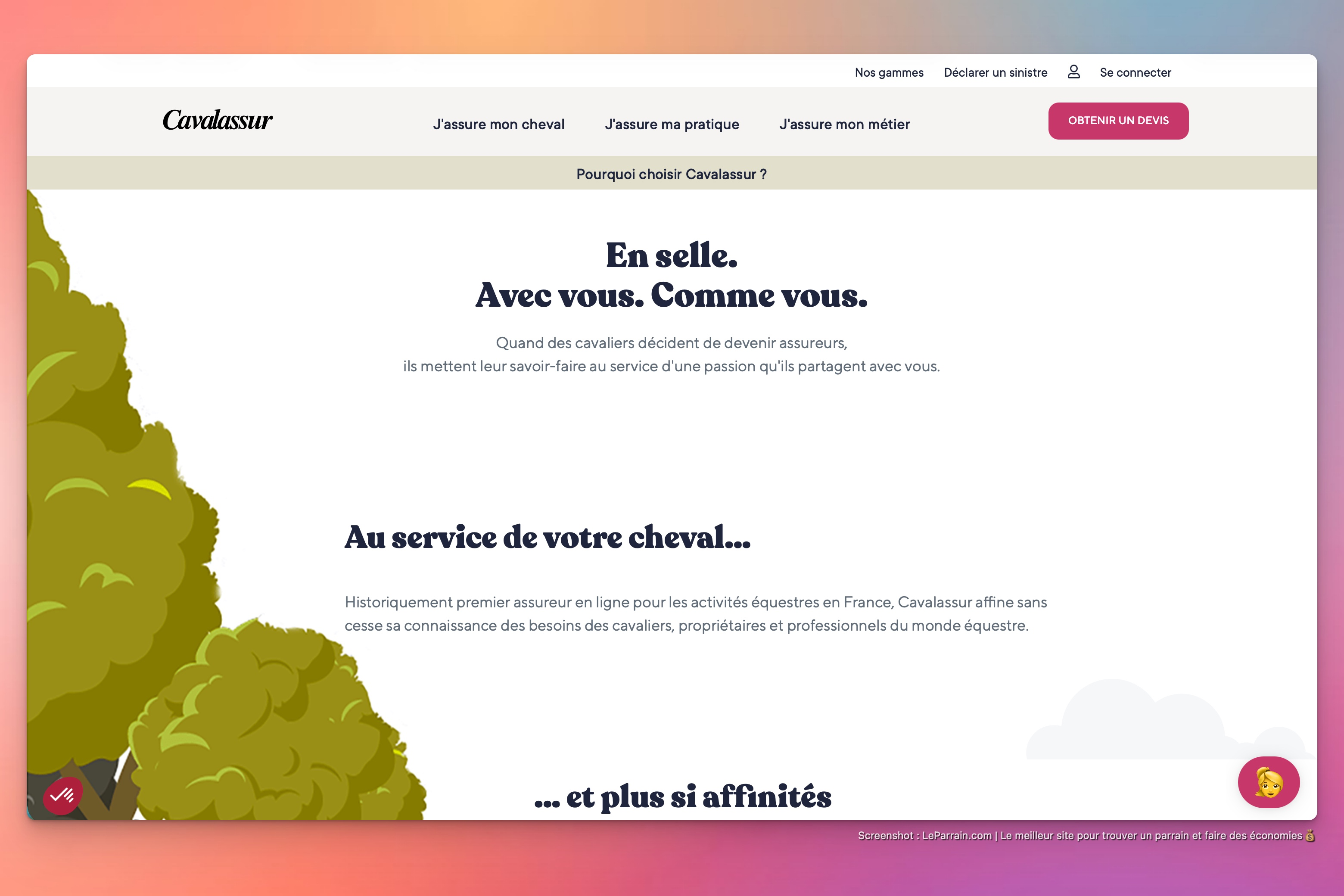 Capture d'écran 3 du programme de parrainage Cavalassur