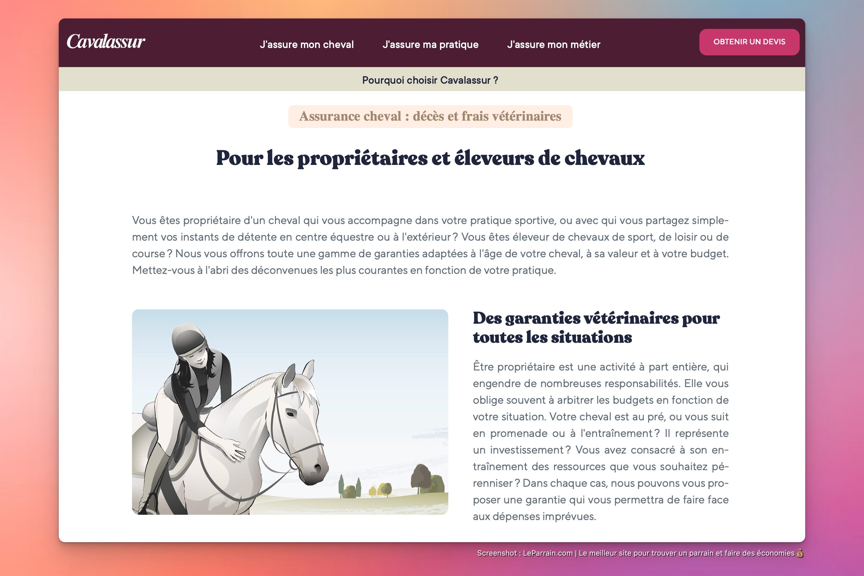 Capture d'écran 4 du programme de parrainage Cavalassur