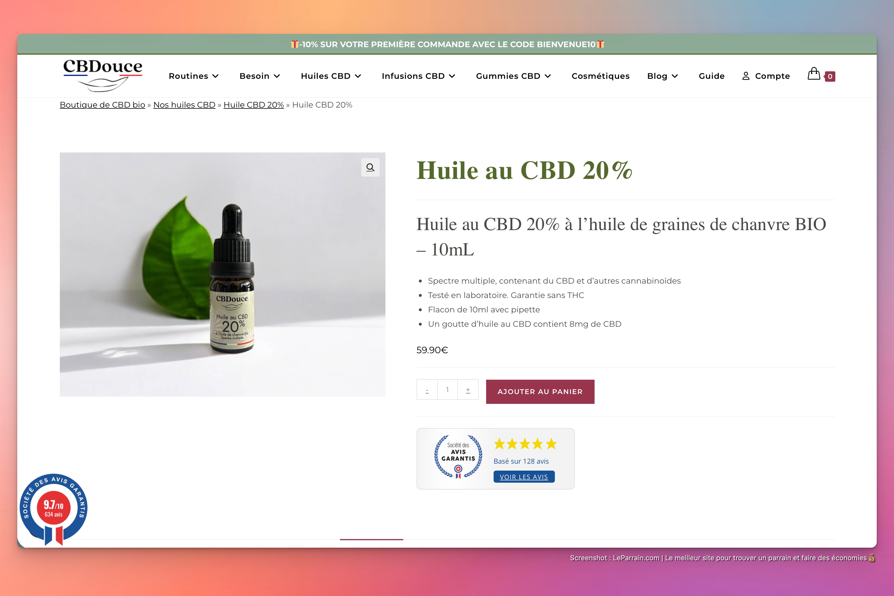 Capture d'écran 1 du programme de parrainage CBDouce