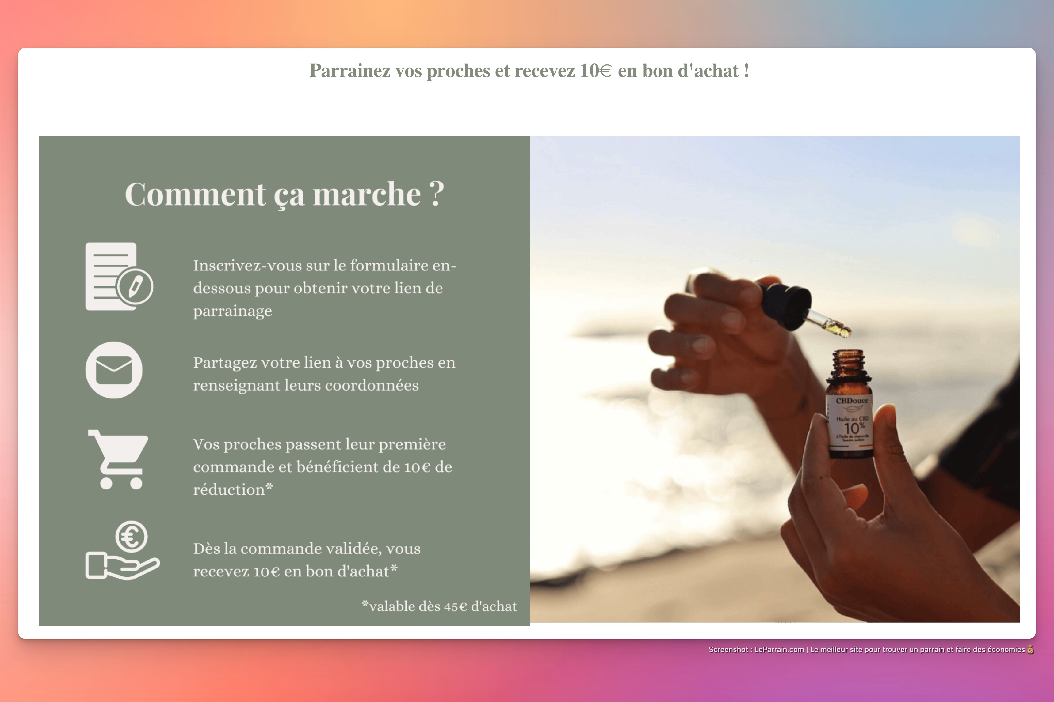 Capture d'écran 4 du programme de parrainage CBDouce